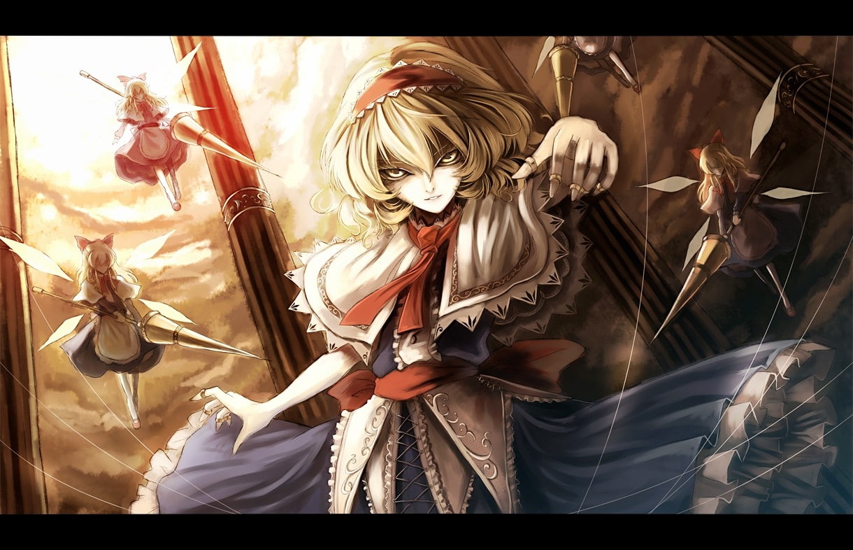 ribbons, 480P, lying, art, games, pu, hd, wind, pillows, beds, bottomless, eyes, yukari, Video Games, hot, anime, blondes, touhou, video, yakumo, HD Wallpaper