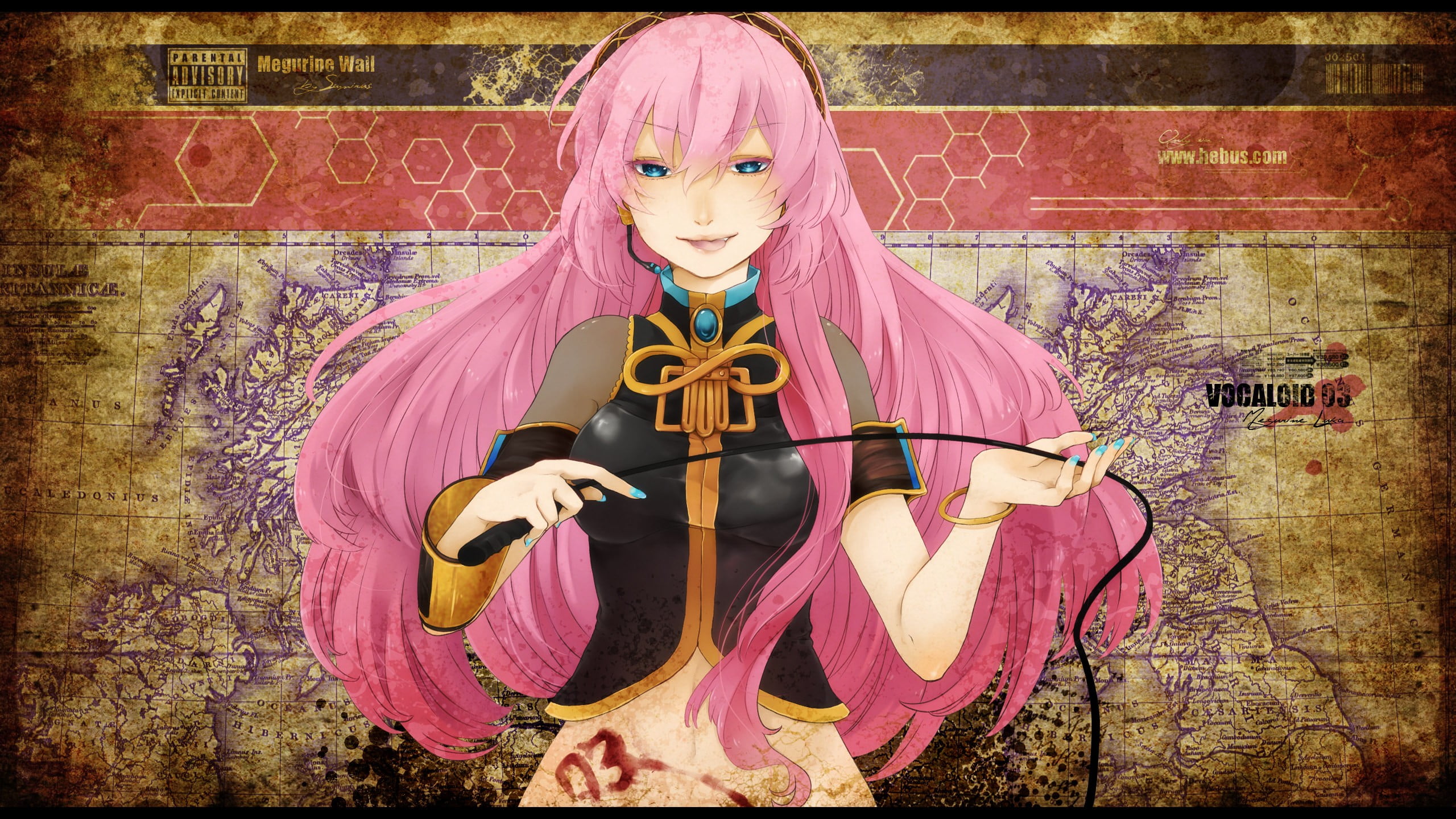 tongue, eyes, lifestyles, adult, young adult, girl, bottomless, wall - building feature, vocaloid, indoors, whips, headset, leisure activity, dyed hair, HD Wallpaper