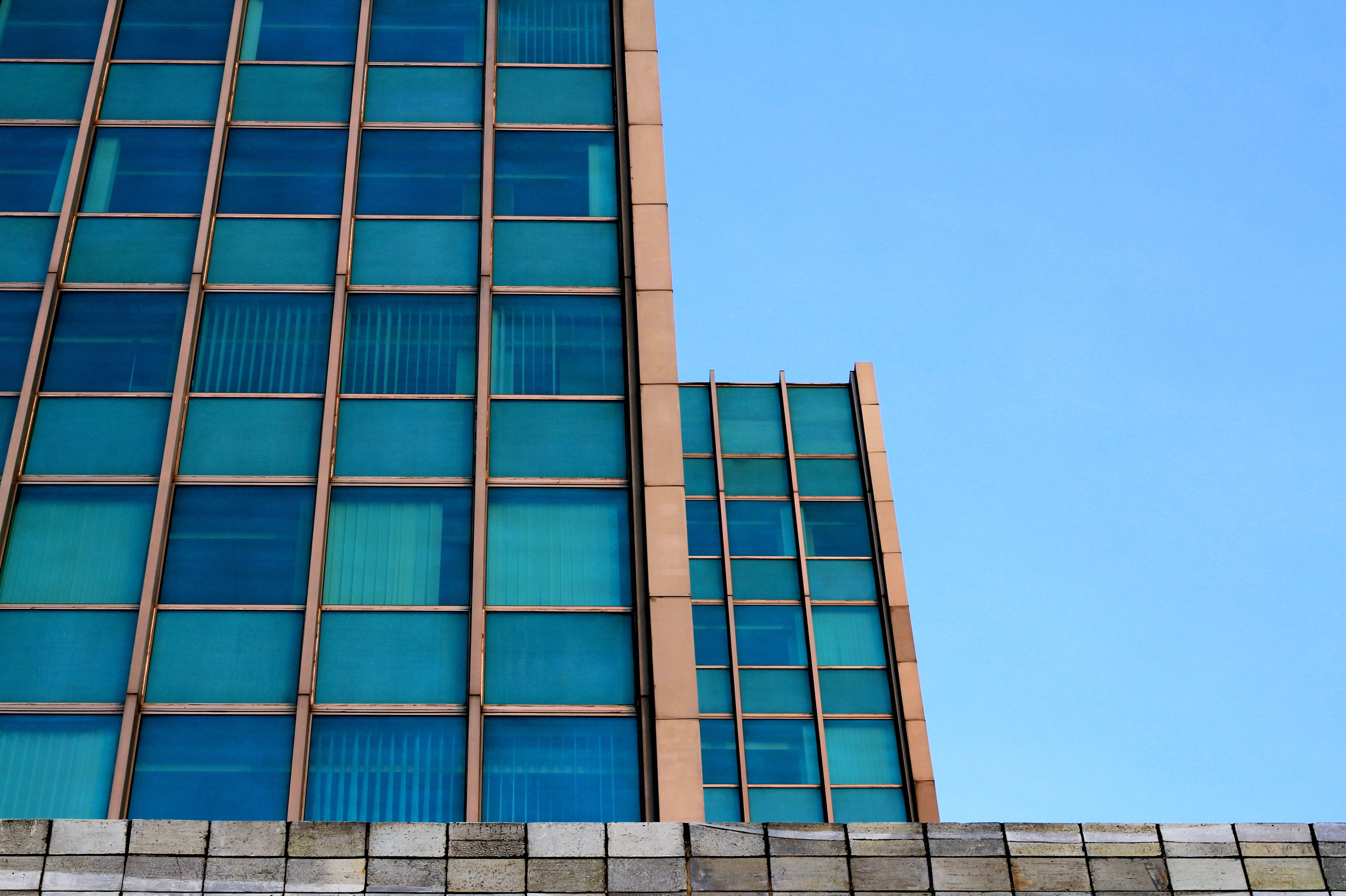 architecture, pattern, no people, pixel, city, 4K, minimalist, facade, nature, lines, company, outdoors, color, urban, construction, exterior, sky, perspective, HD Wallpaper