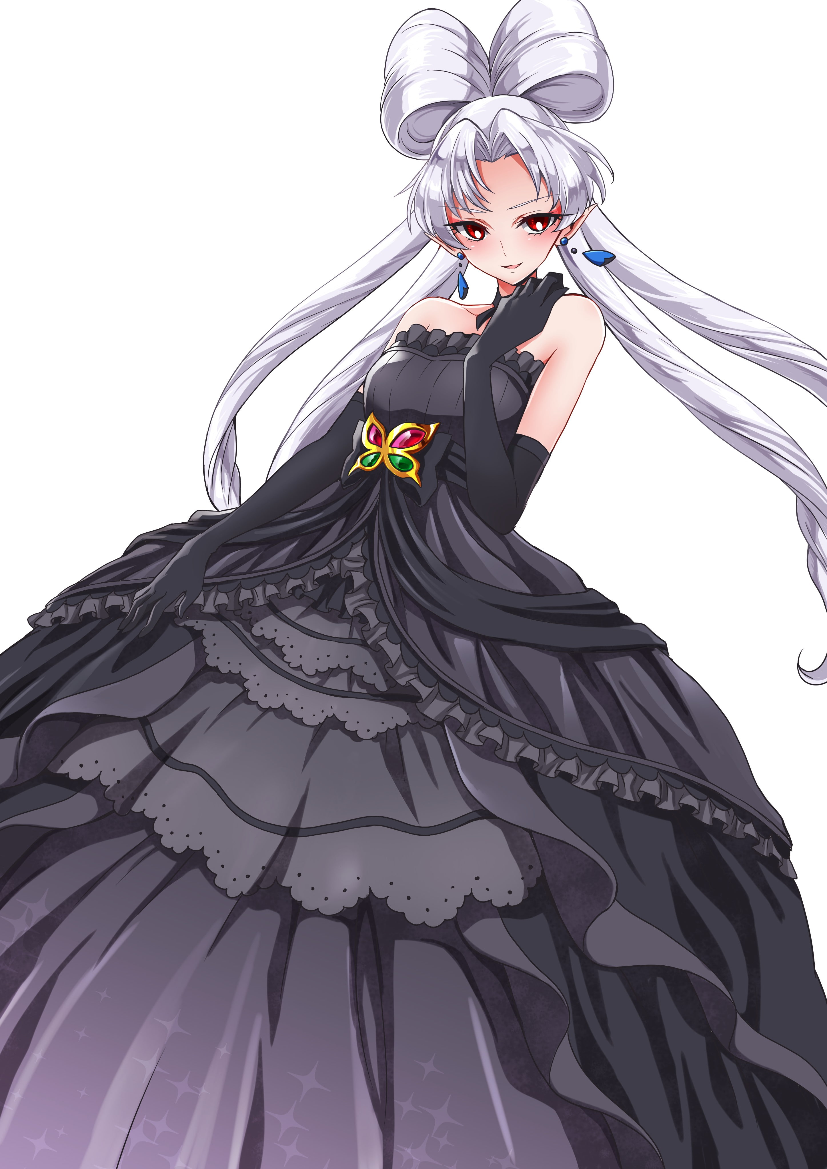 anime, anime girls, 4K, gray hair, red eyes, Pretty Cure, dress, long hair, Phone HD Wallpaper