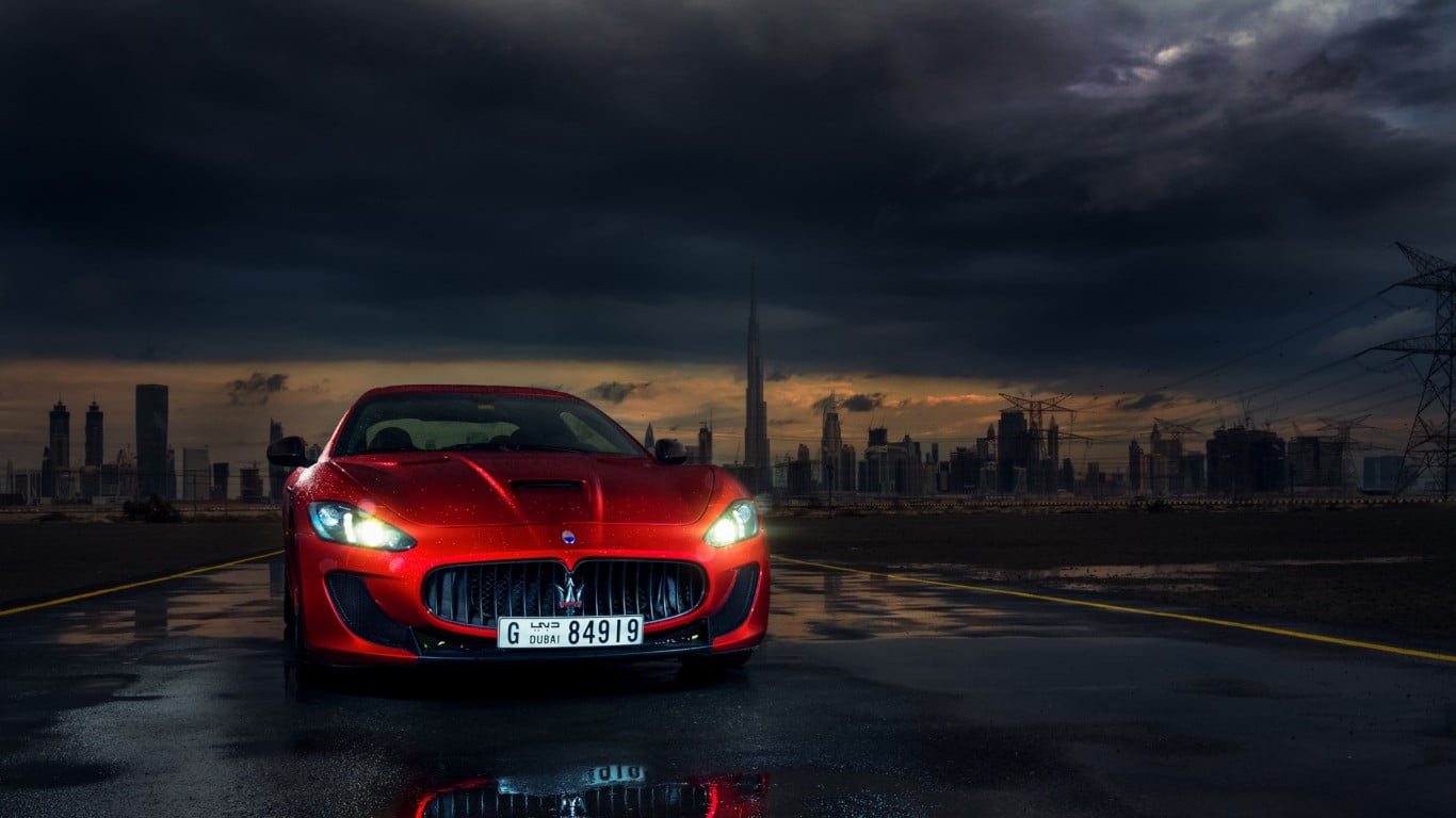 storm cloud, nature, clouds, storm, digital composite, ominous, built structure, transportation, car, rain, Dubai, mode of transportation, land vehicle, HD Wallpaper