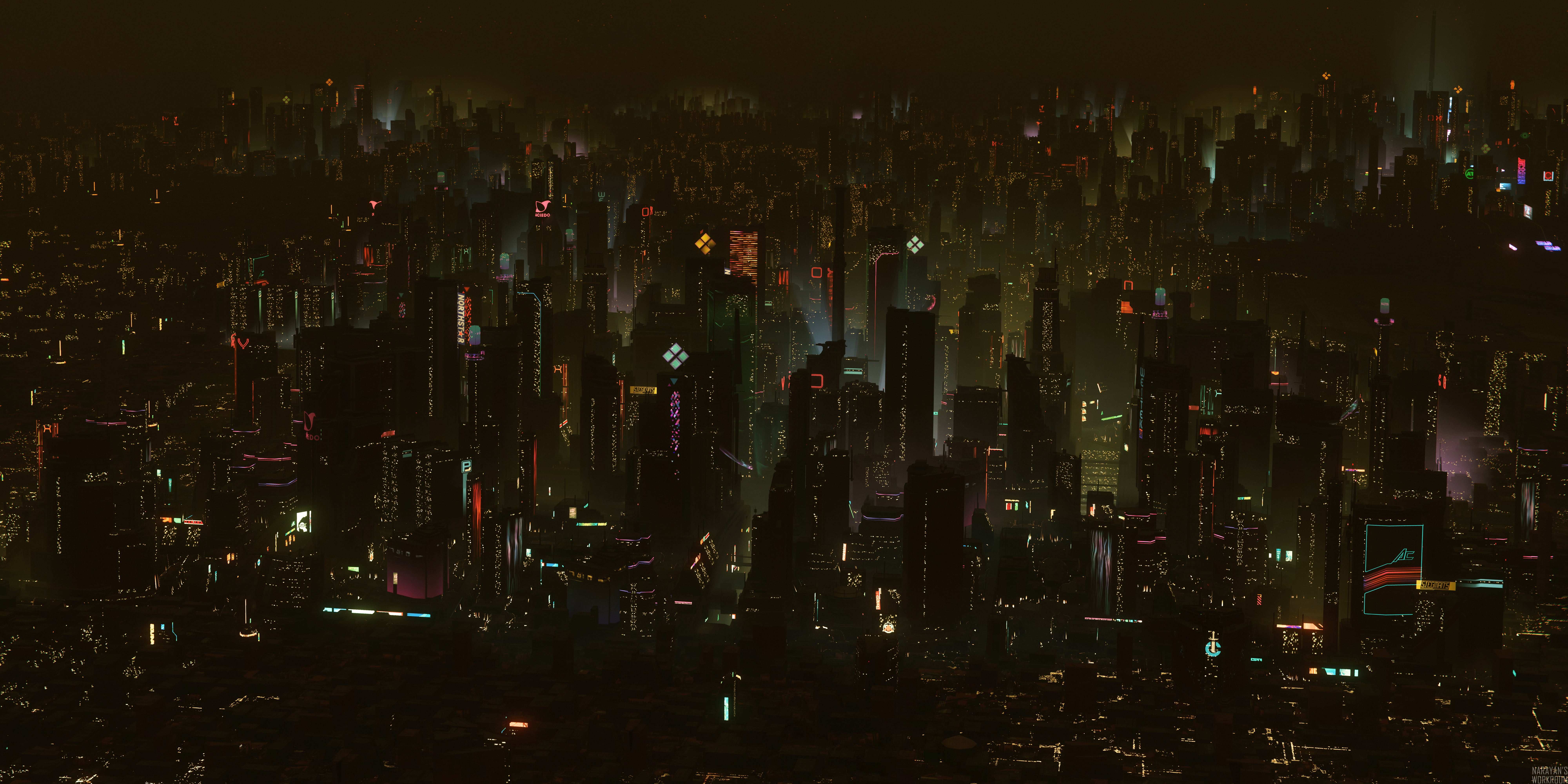 Star Citizen, city, ArcCorp, night, screen shot, 8K, lights, HD Wallpaper
