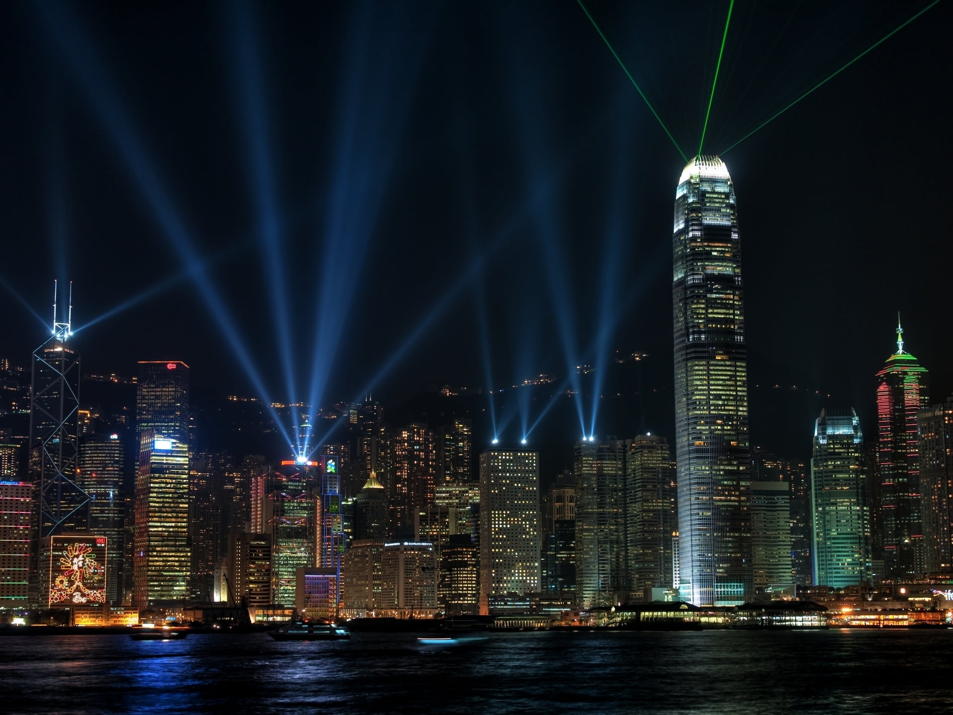 travel, lights, nightlife, laser, downtown District, modern, china - East Asia, illuminated, no people, city, financial District, outdoors, city Life, urban Scene, HD Wallpaper