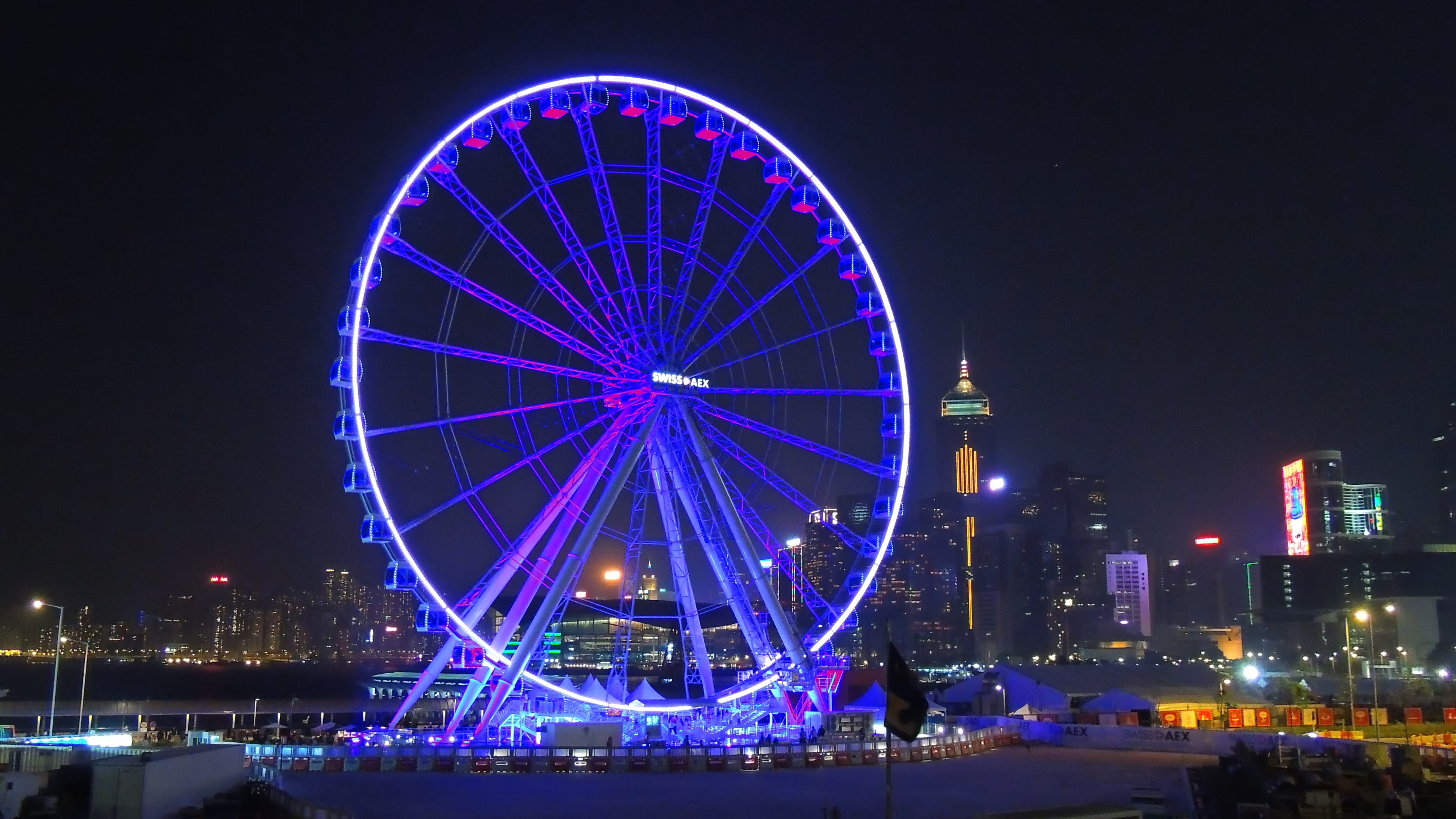 clear sky, travel, landmark, illuminated, lighting equipment, building exterior, travel destinations, harbour, amusement park, asia, kong, architecture, HD Wallpaper