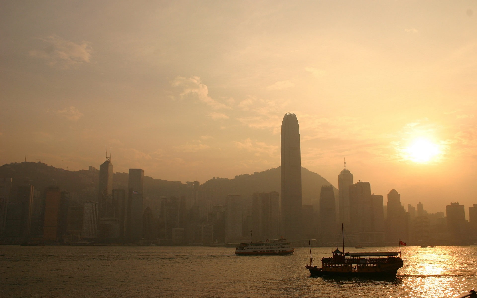 building, 1080P, Urban, Victoria Harbour, Cityscape, sunset, Skyscraper, photography, architecture, Hong Kong, city, HD Wallpaper