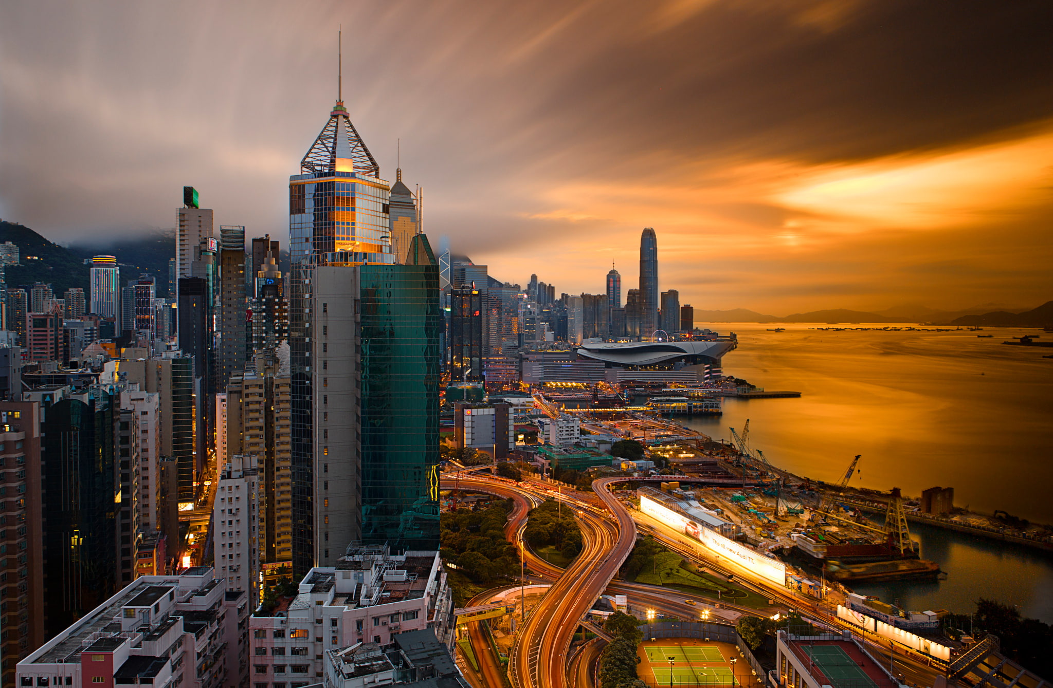 Exposure, Hong Kong, City, Light, Building, 1080P, Megapolis, Victoria Harbour, Sunset, Cities, China, Architecture, HD Wallpaper