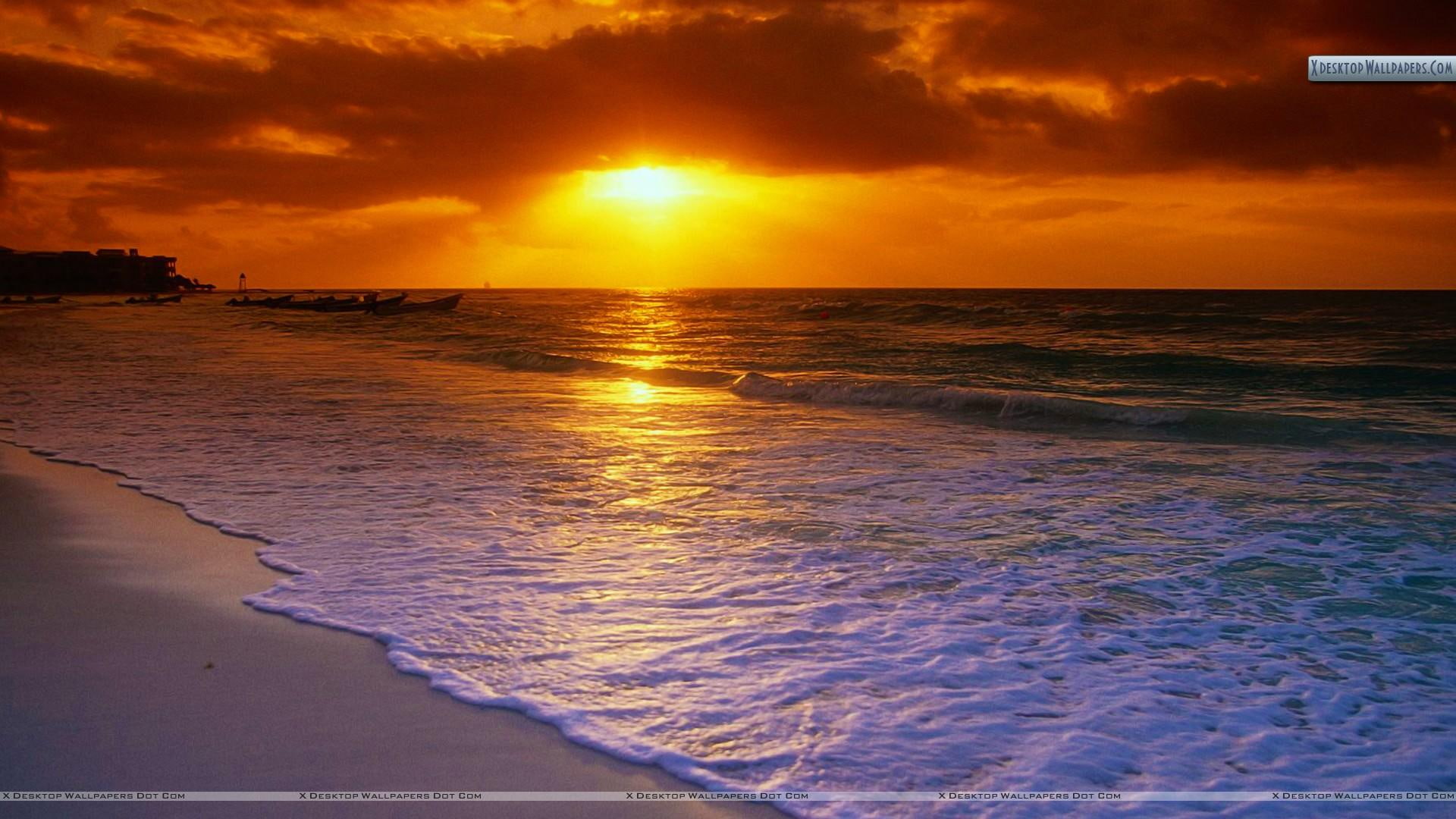 1080P, 3d and abstract, sea, sunrise, del, caribbean, caribbean sea, carmen, mexico, playa, HD Wallpaper