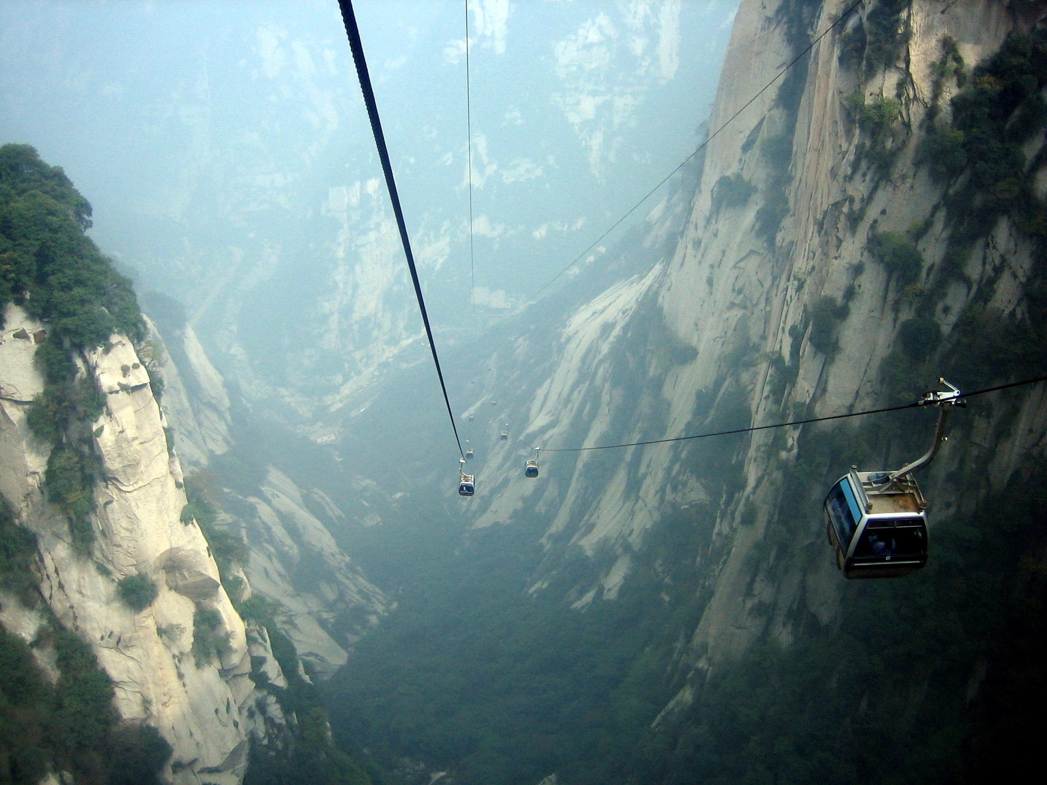 travel, scenics - nature, aerial View, famous Place, cable, ski lift, landscape, gray, cable car, height, hanging, cables, nature, cliff, scenics, tourism, HD Wallpaper