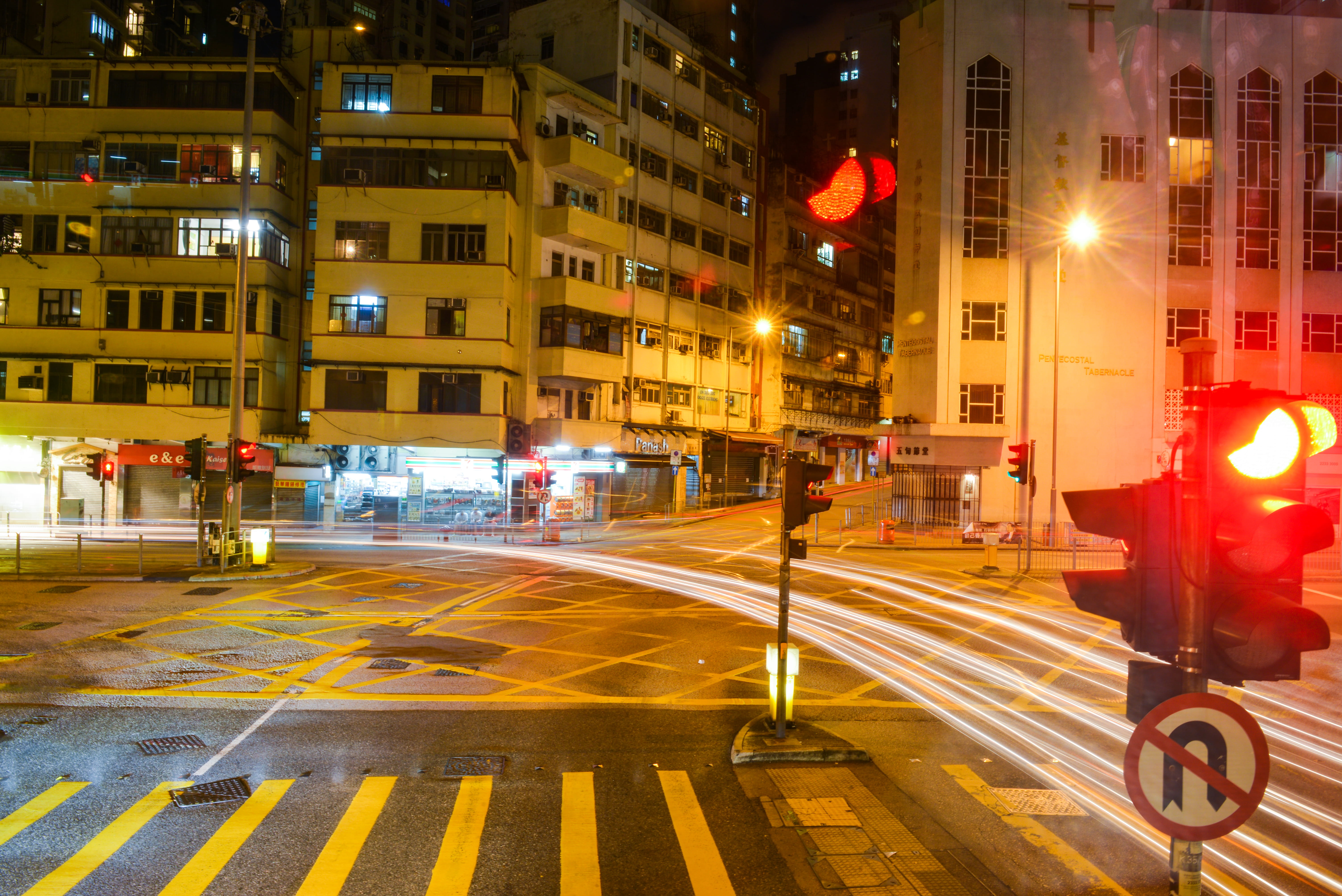 city street, lighting equipment, hong kong, illuminated, 5K, mode of transportation, long exposure, light, marking, sign, outdoors, street, city, motion, HD Wallpaper