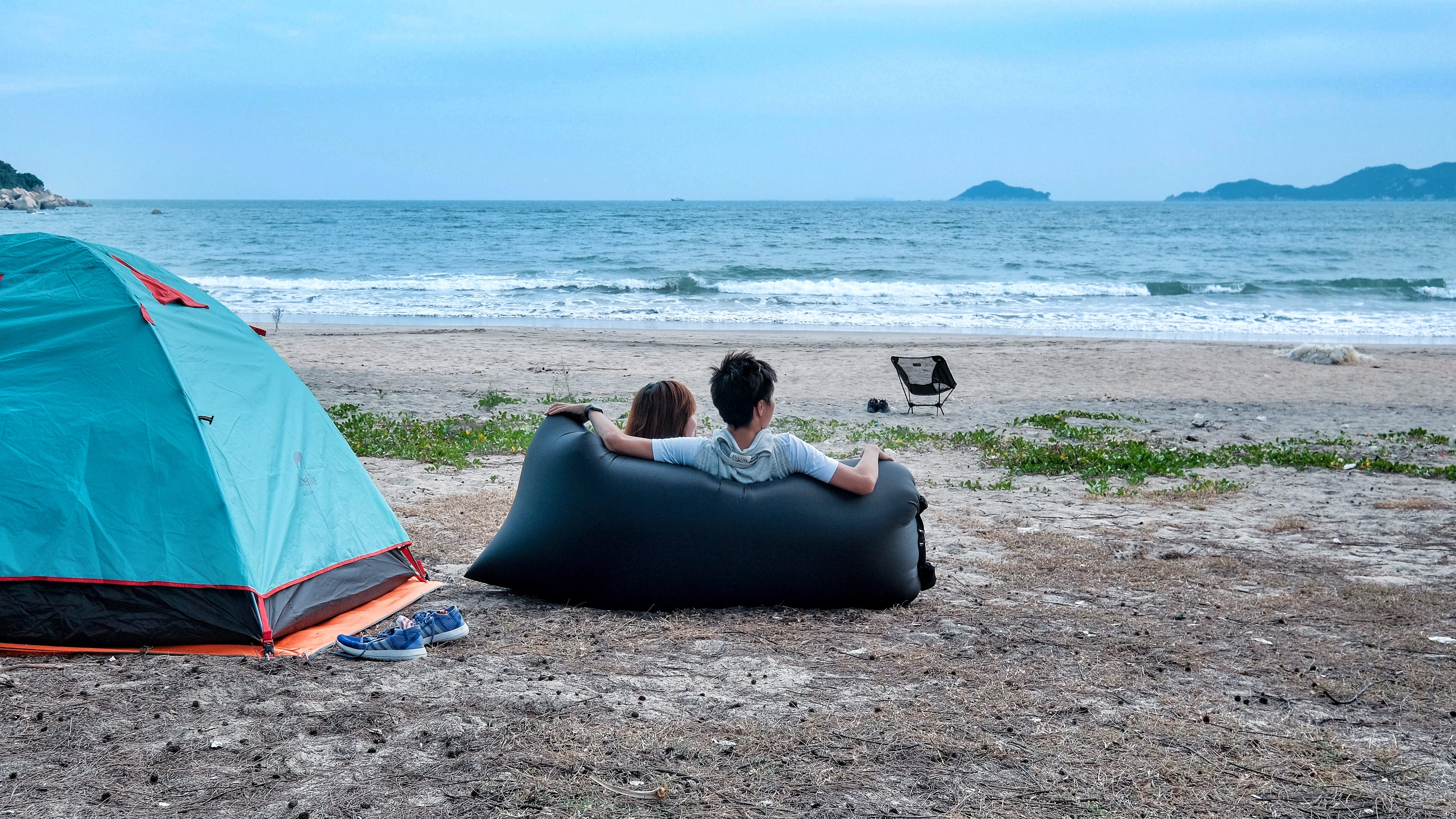 4K, hong kong, rear view, lantau island, lo kei wan, sofa, sunset, couple - relationship, water, beauty in nature, land, real people, leisure activity, HD Wallpaper