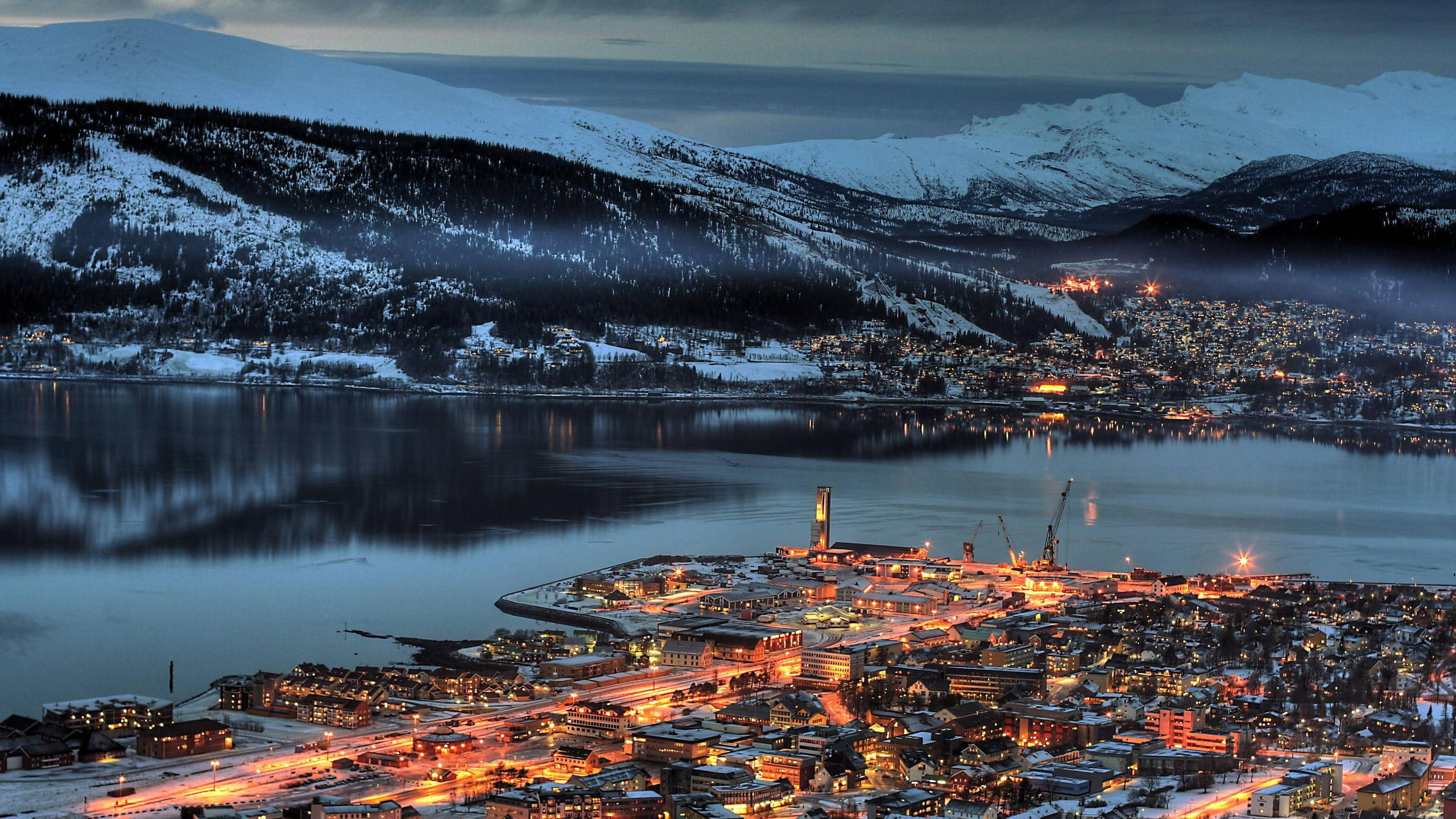 mountain range, sky, water, building, plant, scenics - nature, landscape, environment, harbor, lake, Norway, cityscape, architecture, nature, town, outdoors, HD Wallpaper