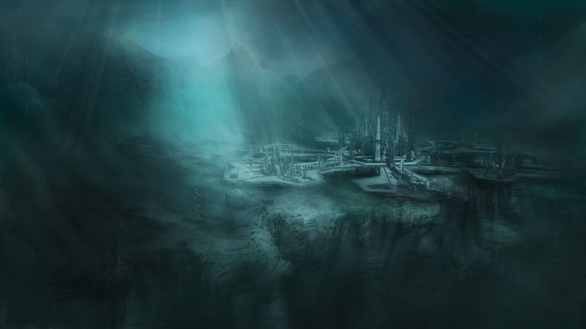 no people, fantasy, mystery, textured effect, tranquility, water, stargate atlantis, fog, tranquil scene, outdoors, scenics - nature, tree, dark, beauty in nature, HD Wallpaper