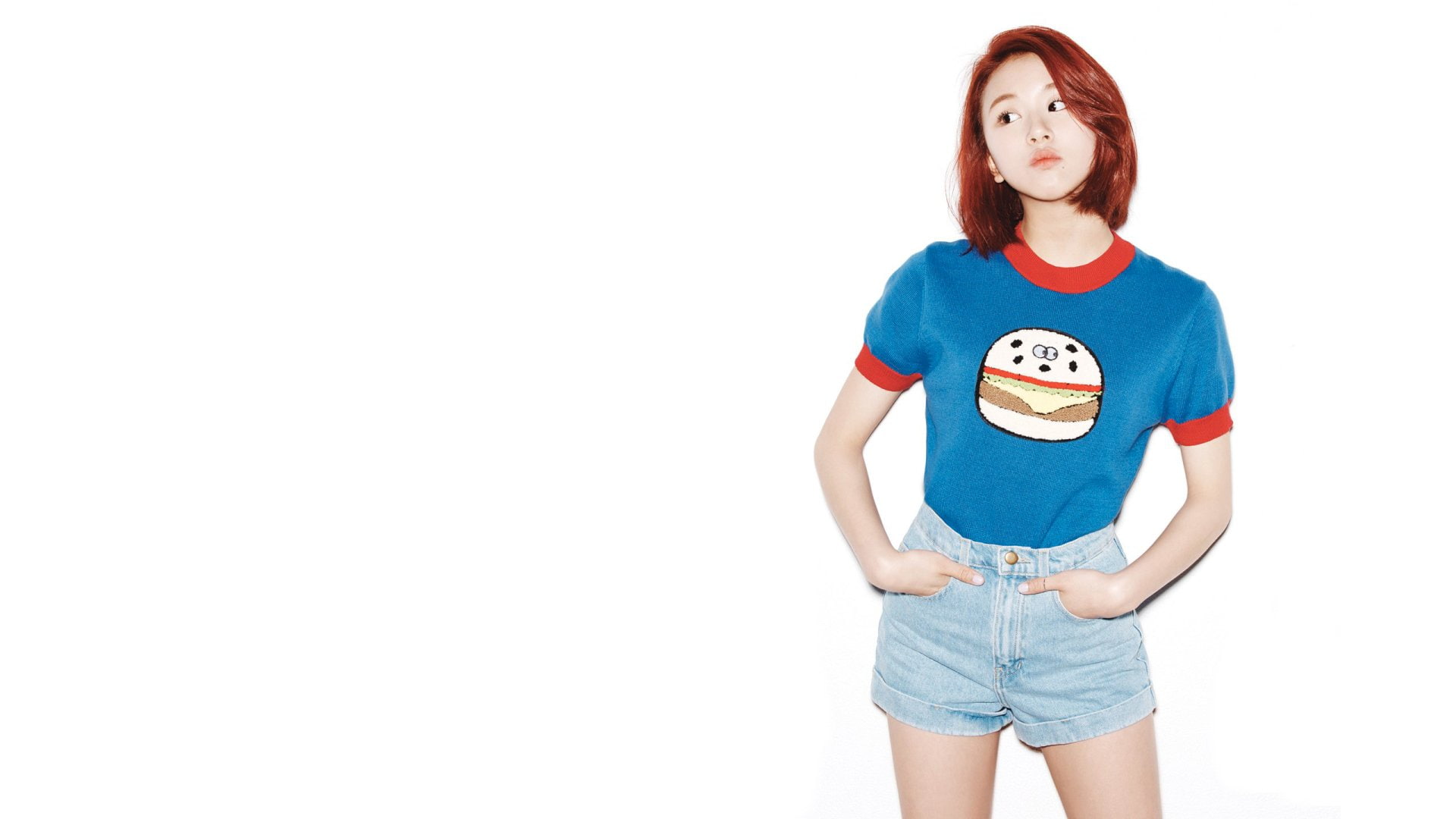 Shorts, Singer, K-Pop, Korean, Chaeyoung (Singer), Brown Eyes, Redhead, 1080P, Band (Music), Twice, Woman, Asian, HD Wallpaper