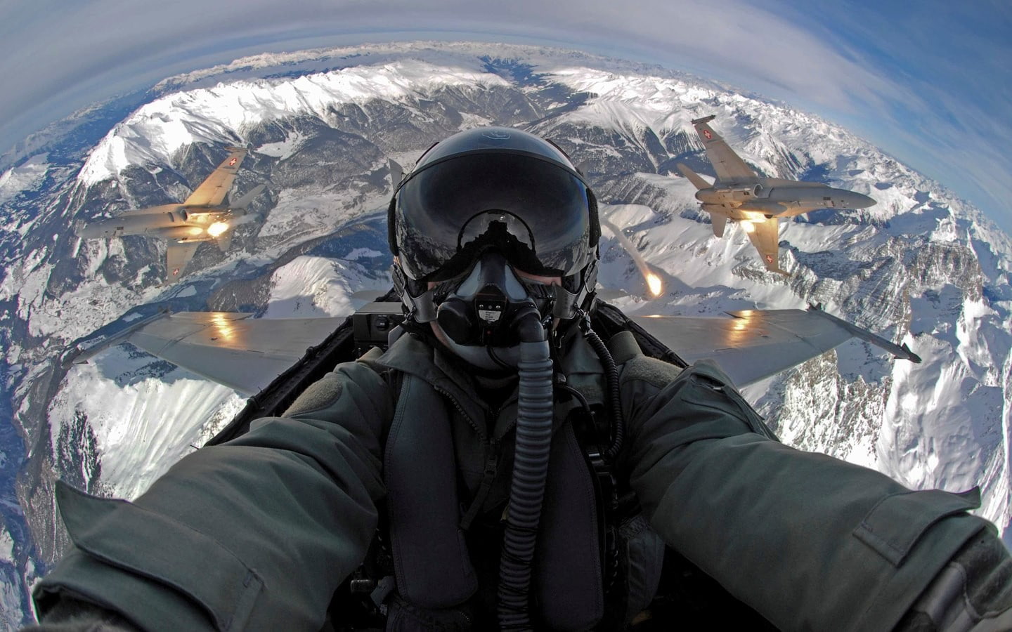 pilot, mountains, airplane, 720P, cockpit, jet fighter, HD Wallpaper
