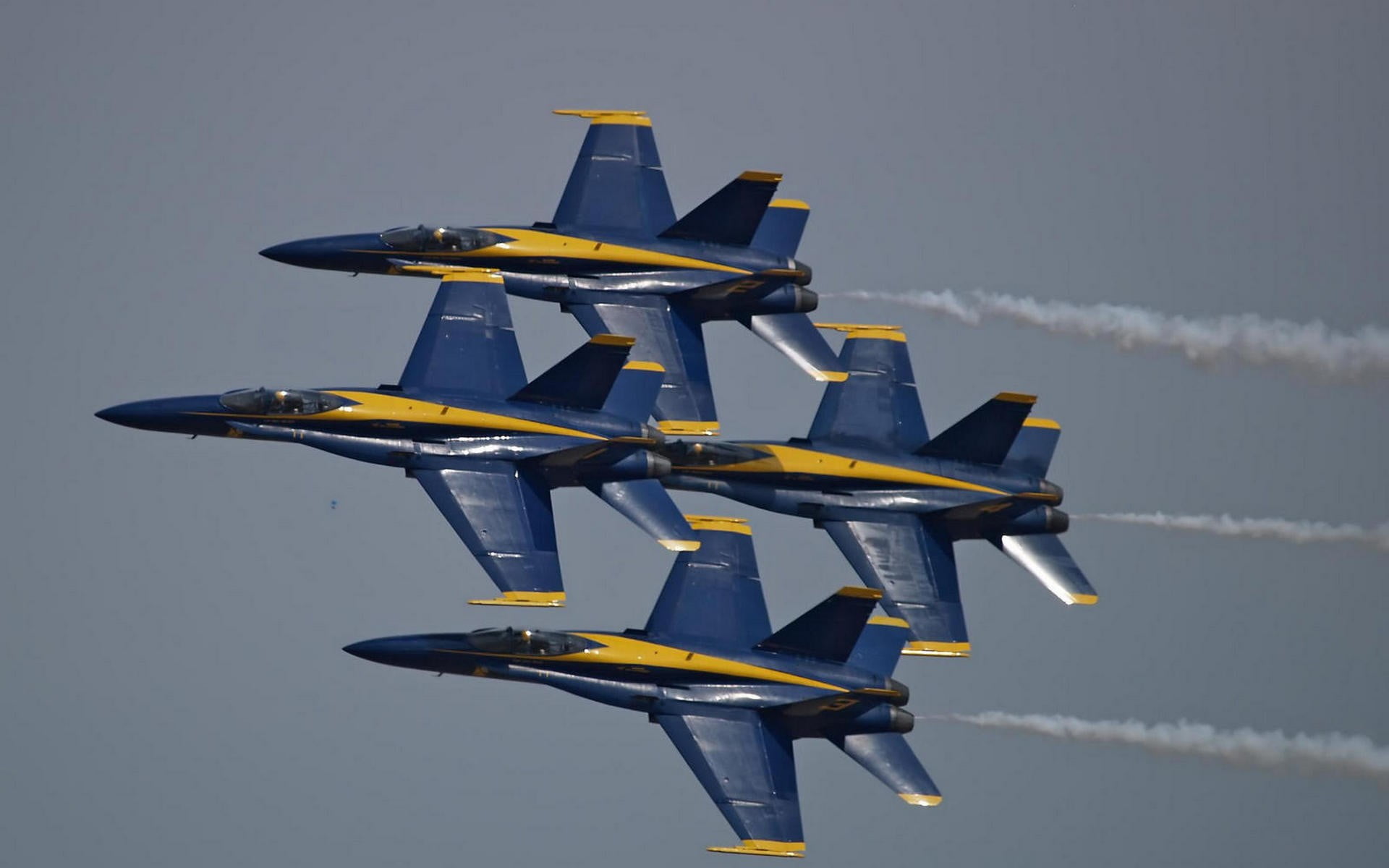 black, airplane, airshow, yellow, air vehicle, aircraft, fighter plane, mid-air, military airplane, transportation, motion, plane, Blue Angels, day, army, HD Wallpaper