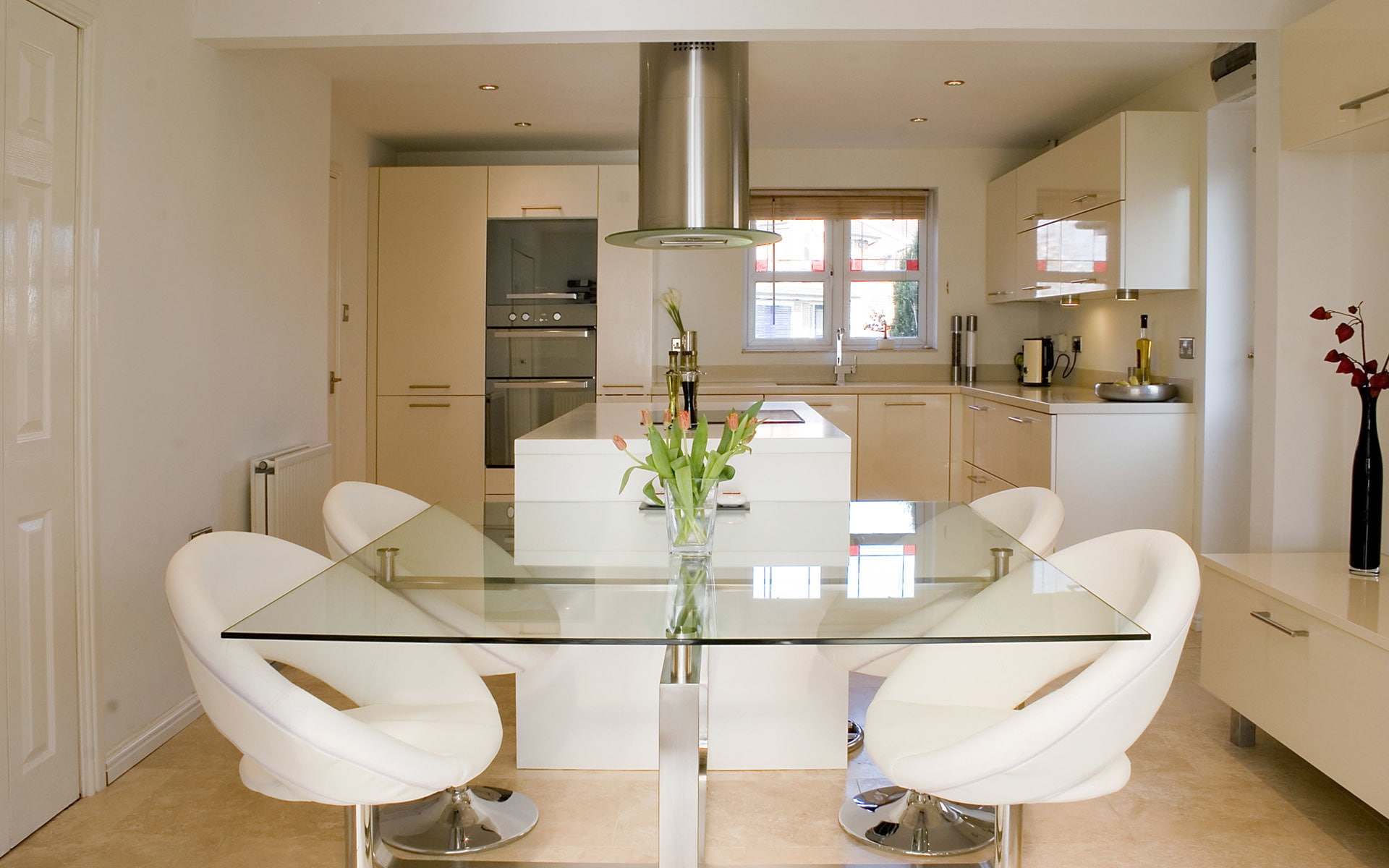 chairs, 1080P, home design, area, white, dining, kitchen, table, HD Wallpaper