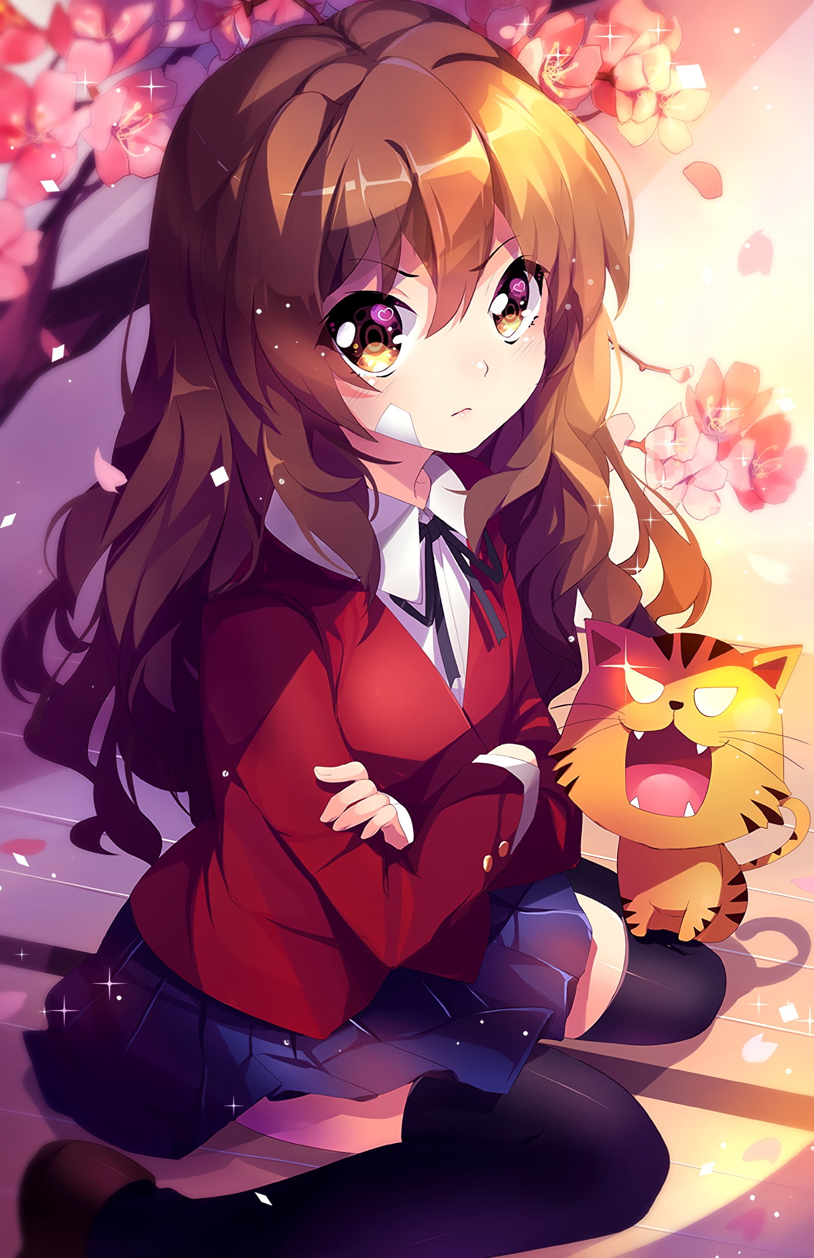 mask - disguise, women, disguise, Aisaka Taiga, 1080P, full length, emotion, brown eyes, anime, fun, celebration, adult, anime girls, clothing, stockings, Phone HD Wallpaper