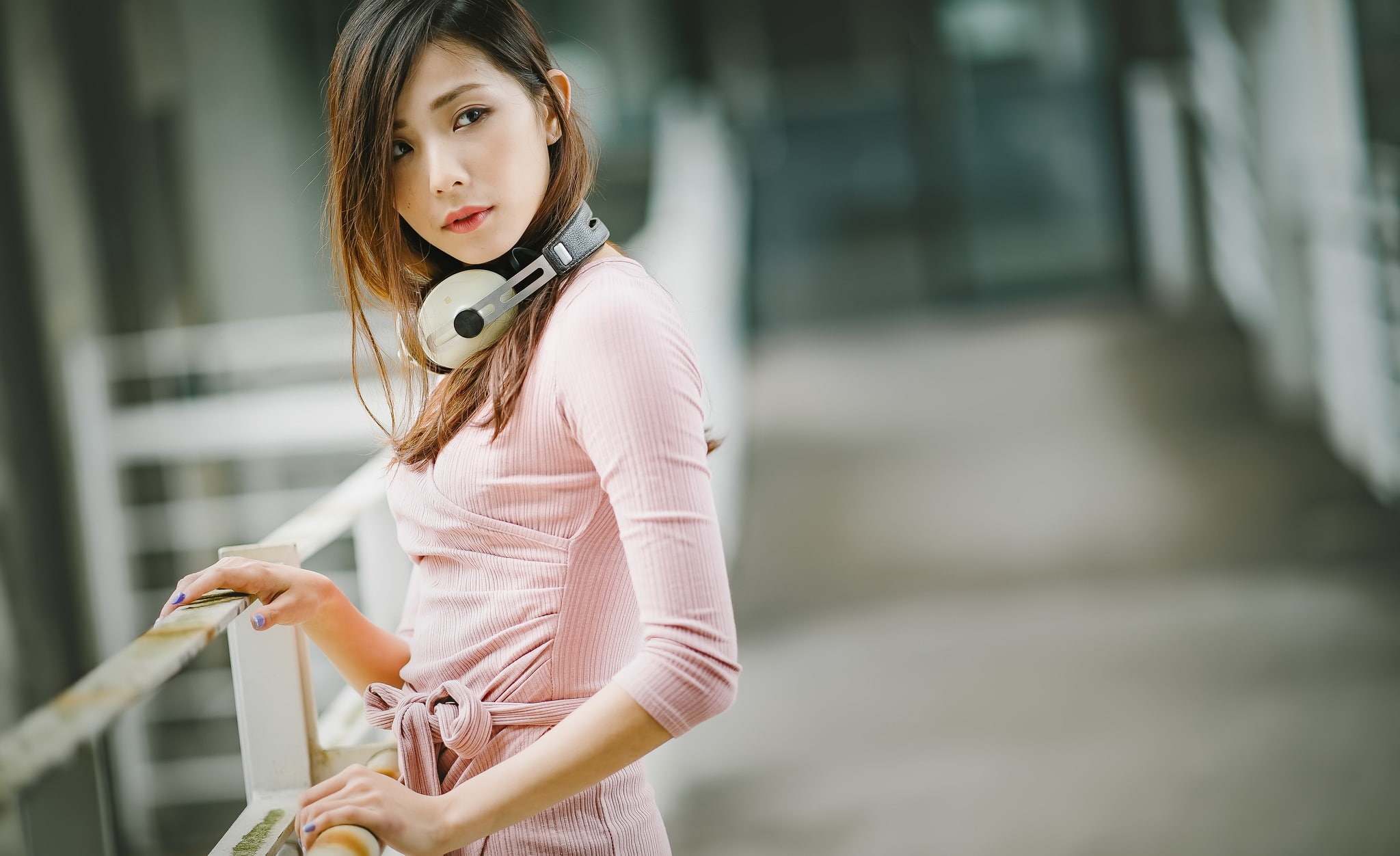1080P, headphones, Asian, women, Sennheiser, HD Wallpaper