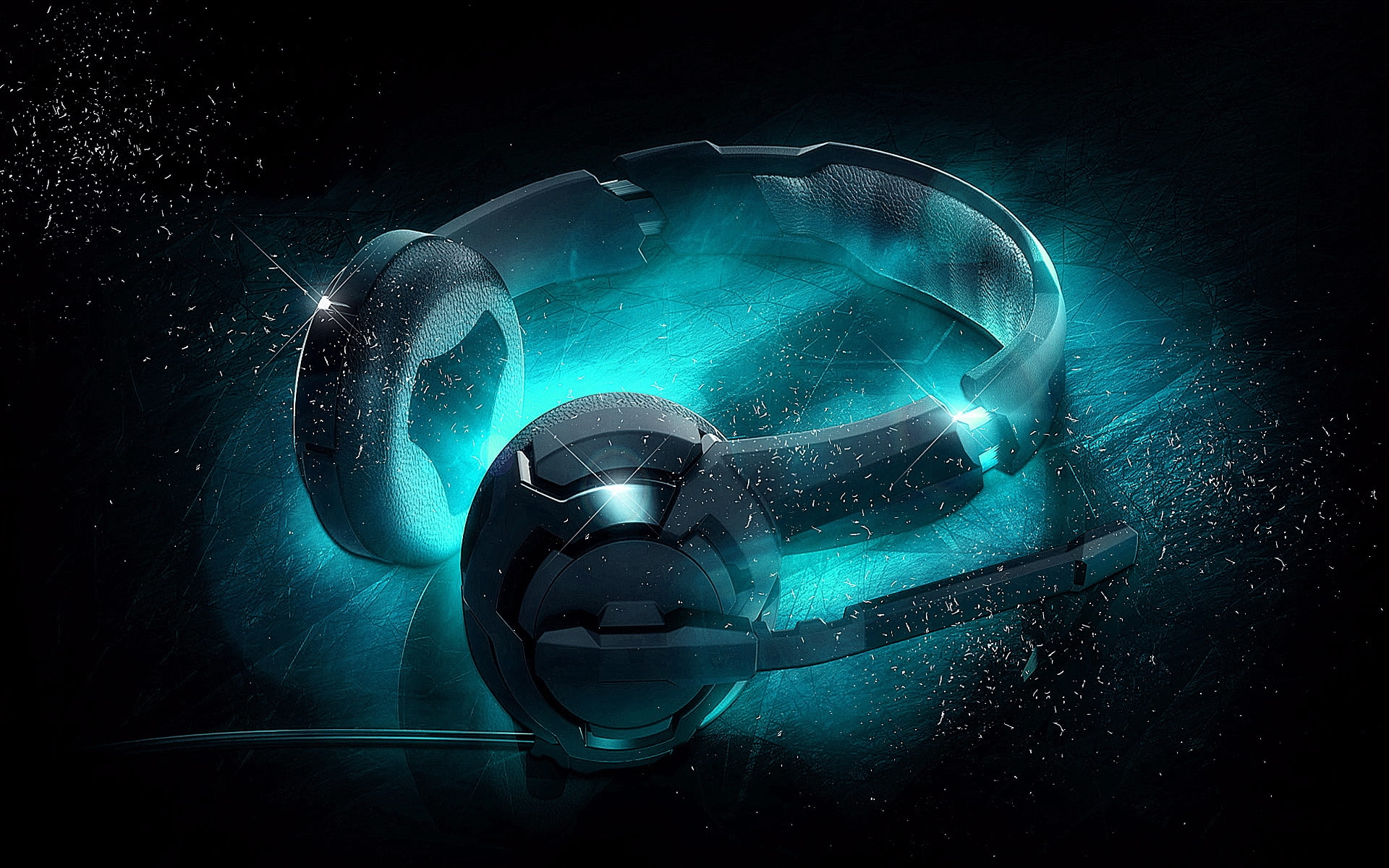 cordless, art, lights, 1080P, black, headphones, fantasy, gadget, headset, HD Wallpaper