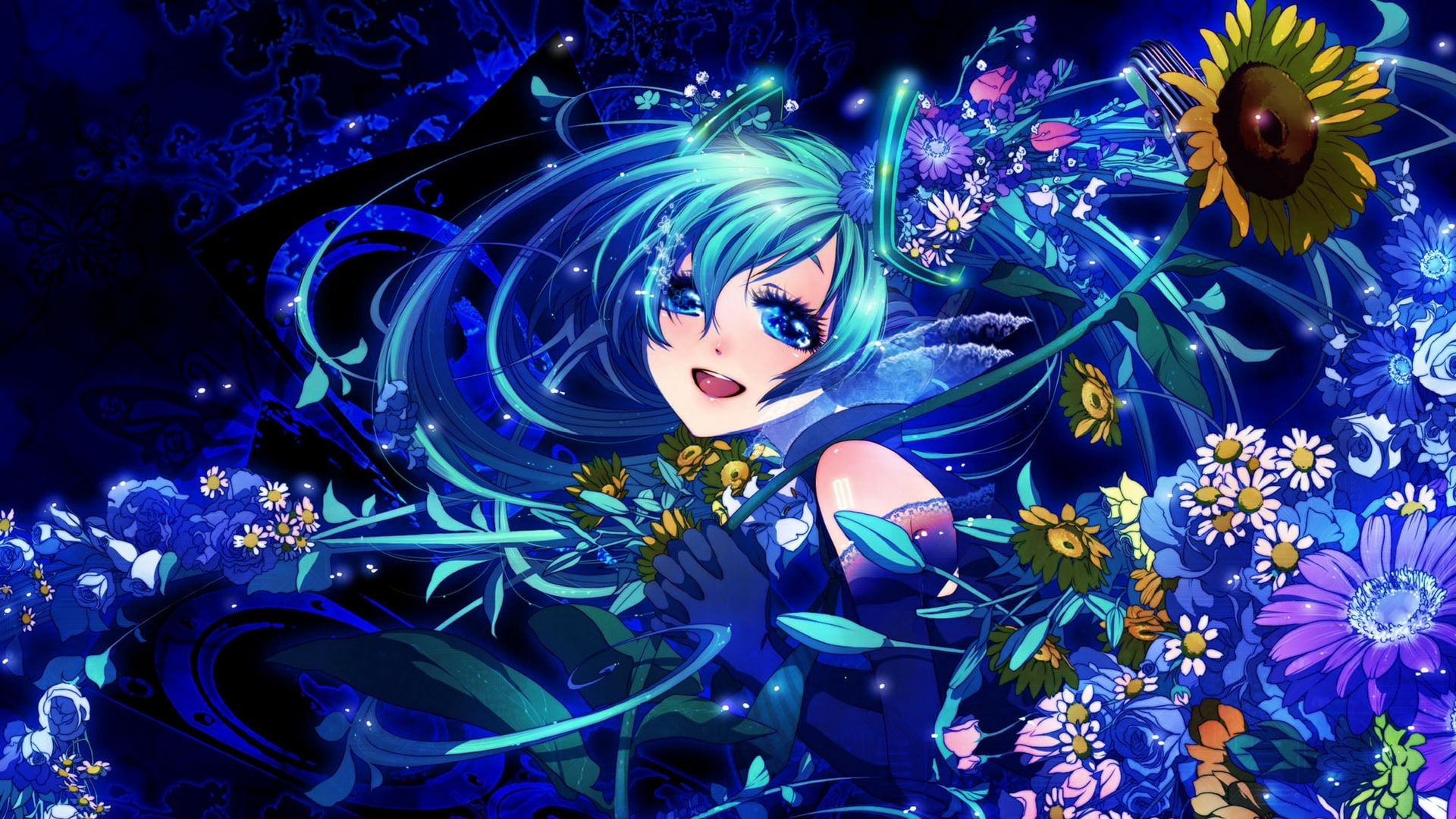 women, one person, young women, young adult, beautiful woman, fashion, females, anime, anime girls, flower, Vocaloid, night, looking at camera, 1080P, HD Wallpaper