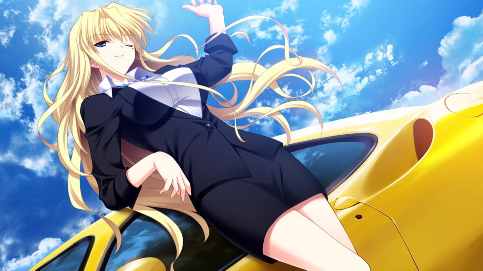nature, JB (Grisaia no Kajitsu), 1080P, day, women, yellow, lifestyles, real people, adult, transportation, mode of transportation, three quarter length, HD Wallpaper