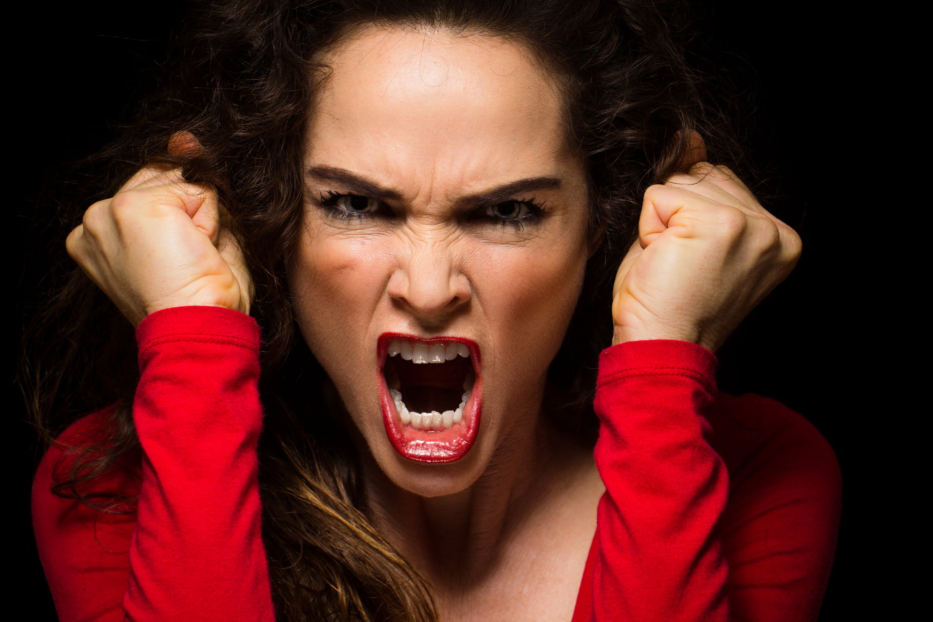 human body part, women, 1080P, emotional stress, portrait, human face, violence, mouth open, frustration, body part, furious, young adult, anger, sadness, HD Wallpaper