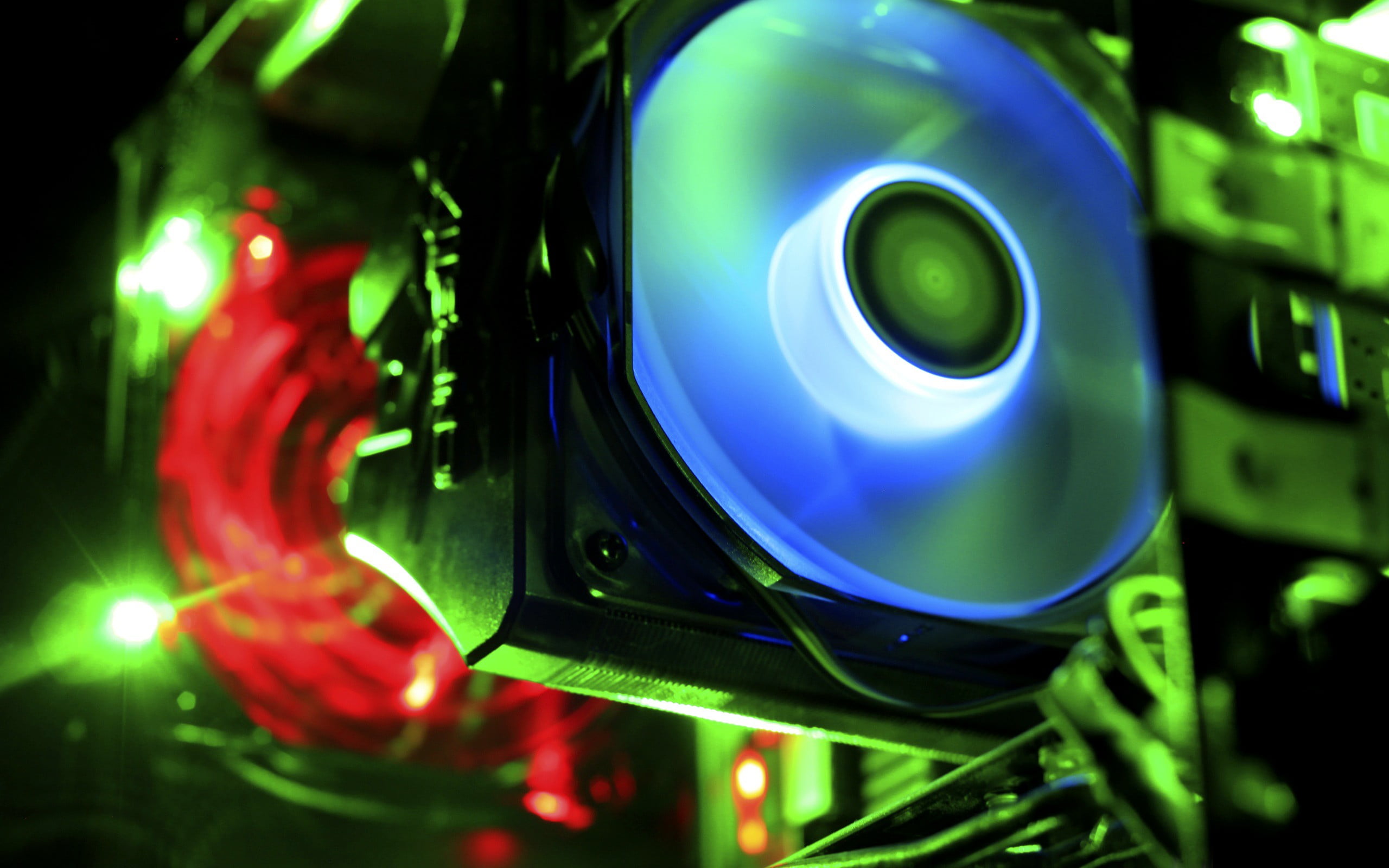 led, man made object, computer, equipment, heatsink, technology, man made, 2K, light, indoors, night, glowing, lighting equipment, arts culture and entertainment, HD Wallpaper