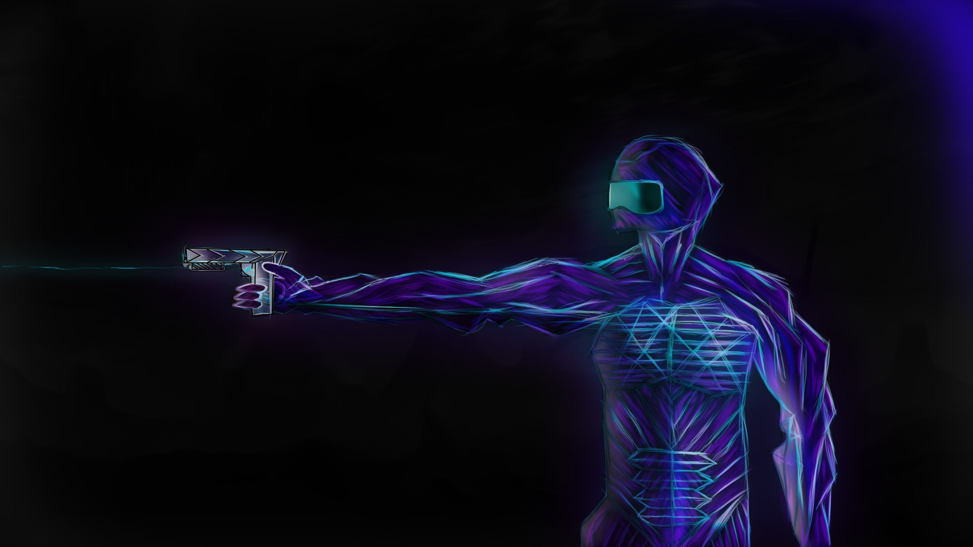 drawing, futuristic armor, 1080P, neon, soft shading, HD Wallpaper