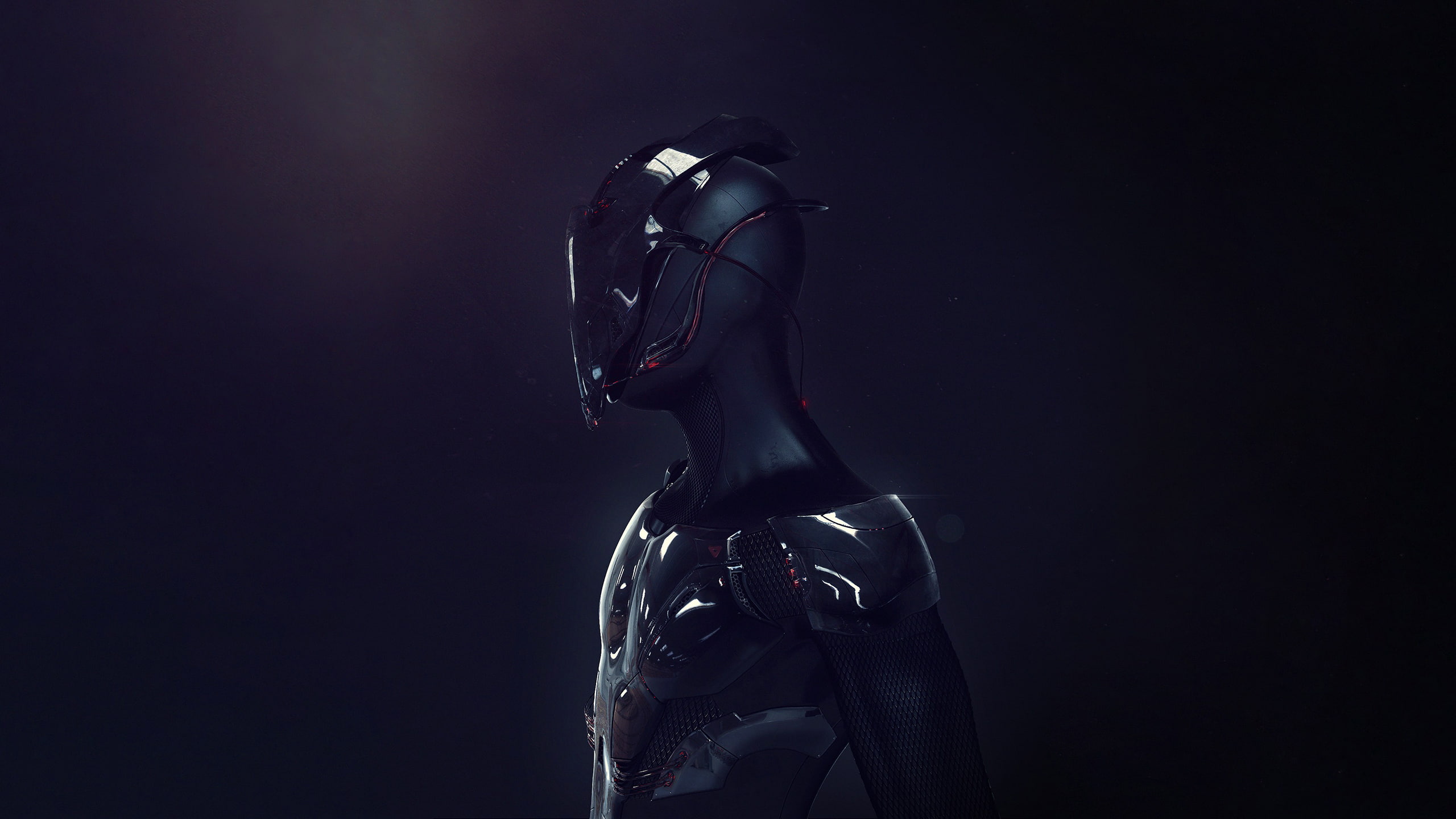 futuristic armor, futuristic, science fiction, 2K, mask, soldier, digital art, cyberpunk, HD Wallpaper