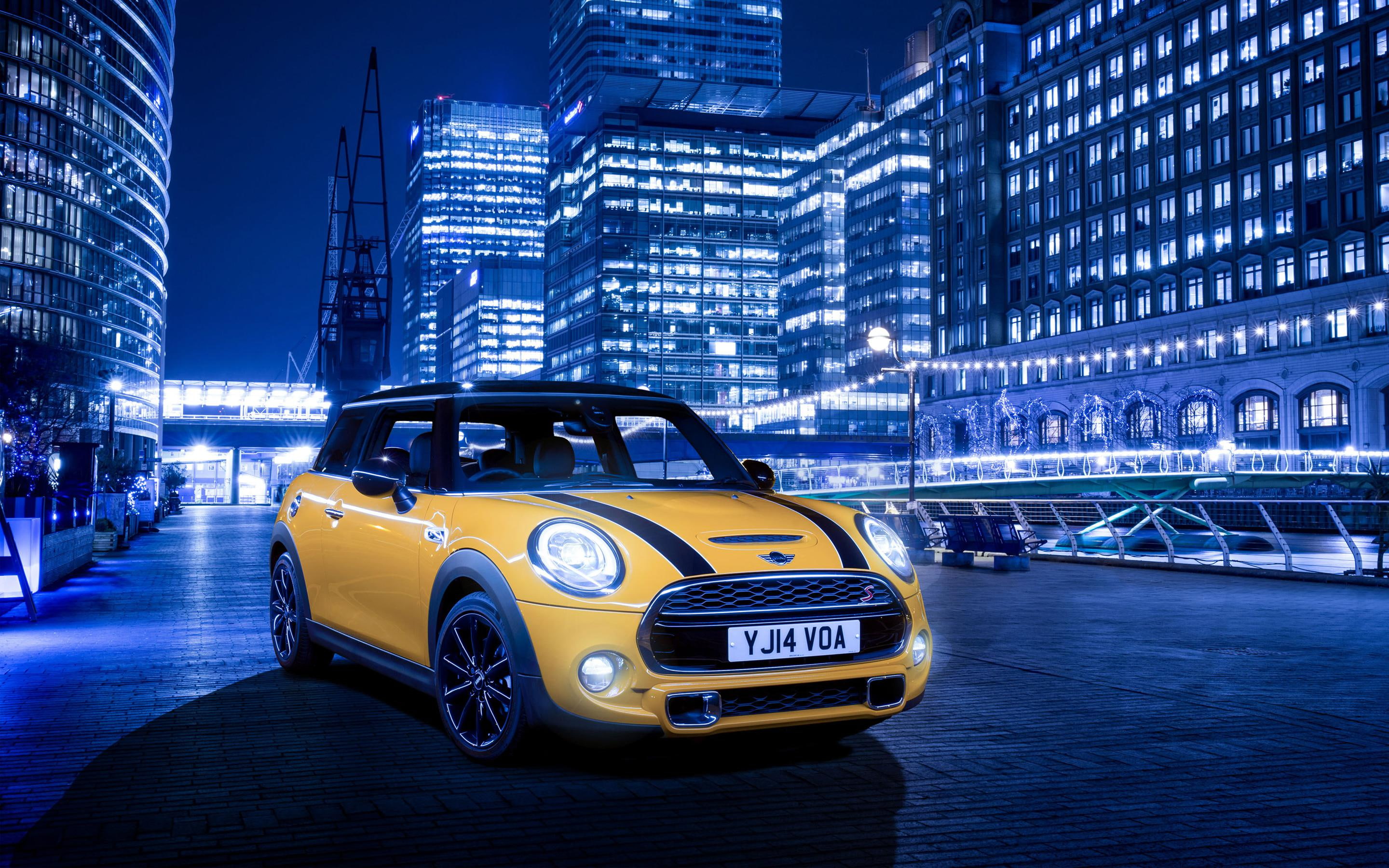 2014, 2K, mini, cooper, s, cars, yellow, HD Wallpaper
