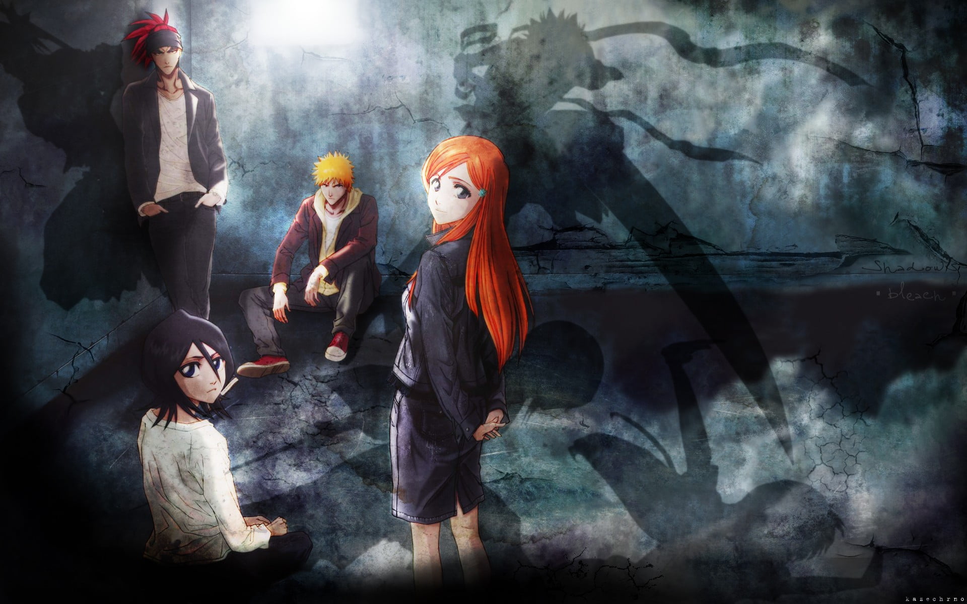 female likeness, male likeness, Kuchiki Rukia, indoors, representation, art and craft, adult, religion, architecture, group of people, Kurosaki Ichigo, HD Wallpaper