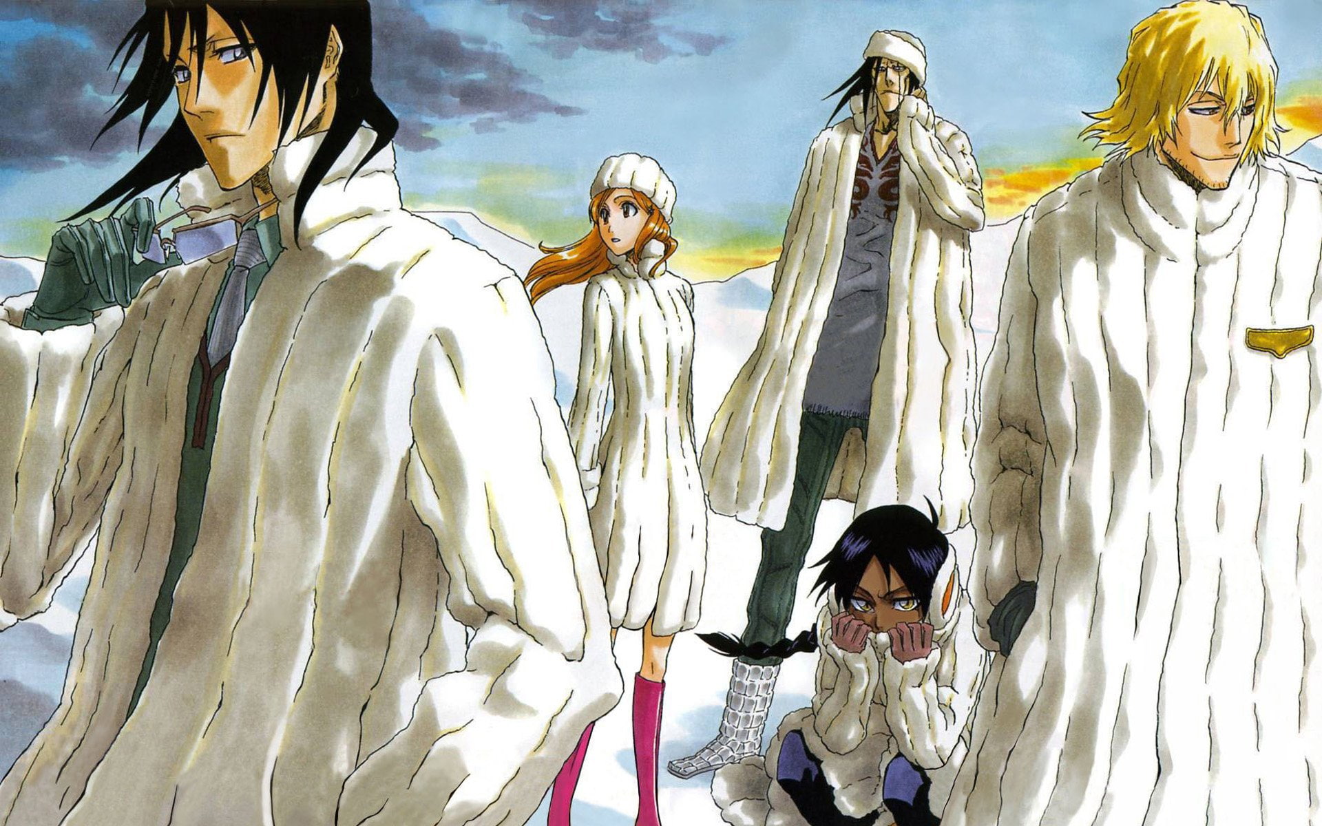 front view, people, women, females, portrait, celebration, leisure activity, clothing, Orihime Inoue, day, Byakuya Kuchiki, looking at camera, Yoruichi Shihôin, HD Wallpaper