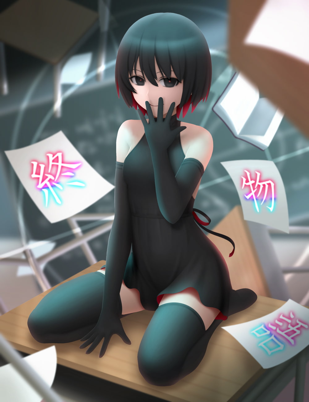 human representation, Oshino Ougi, 720P, businesswoman, anime girls, computer, emotion, hairstyle, table, sitting, Monogatari Series, business person, Phone HD Wallpaper