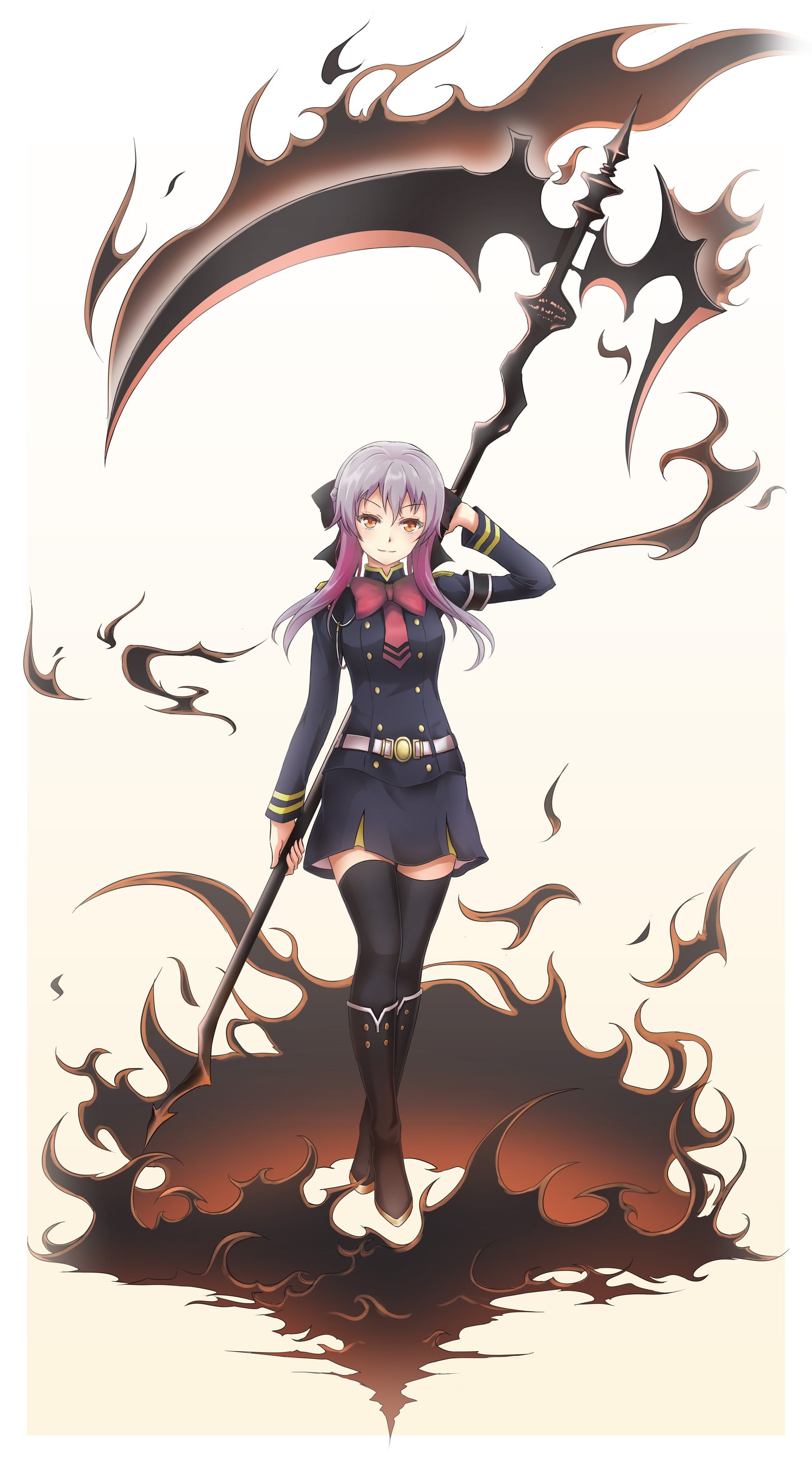 2K, Hiiragi Shinoa, Owari No Seraph, anime girls, Phone HD Wallpaper