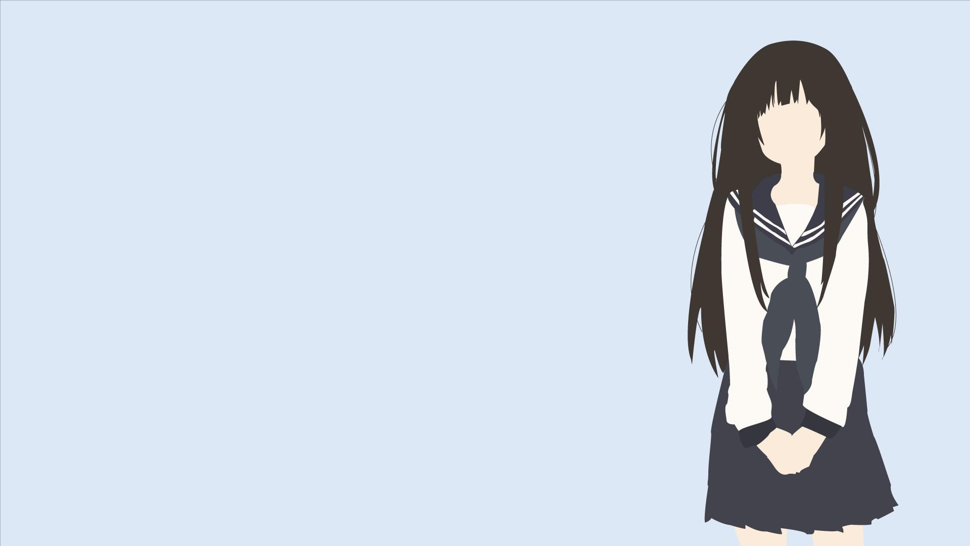 minimalism, hyouka, anime, girls, anime girls, 1080P, HD Wallpaper