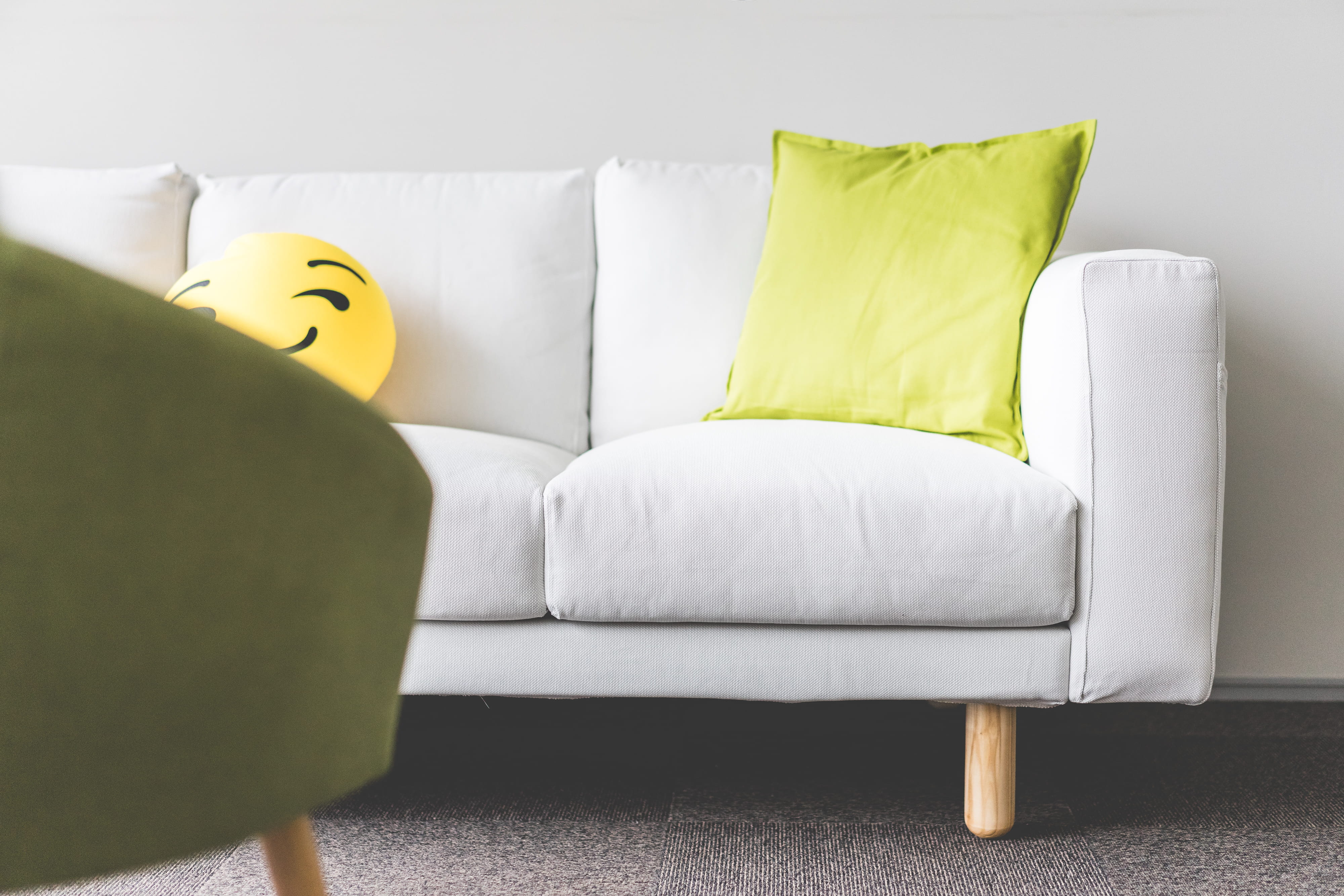 green color, comfortable, pillows, interior design, yellow, home showcase interior, apartment, clean, stuffed, lifestyles, interior, green, furniture, relaxation, HD Wallpaper