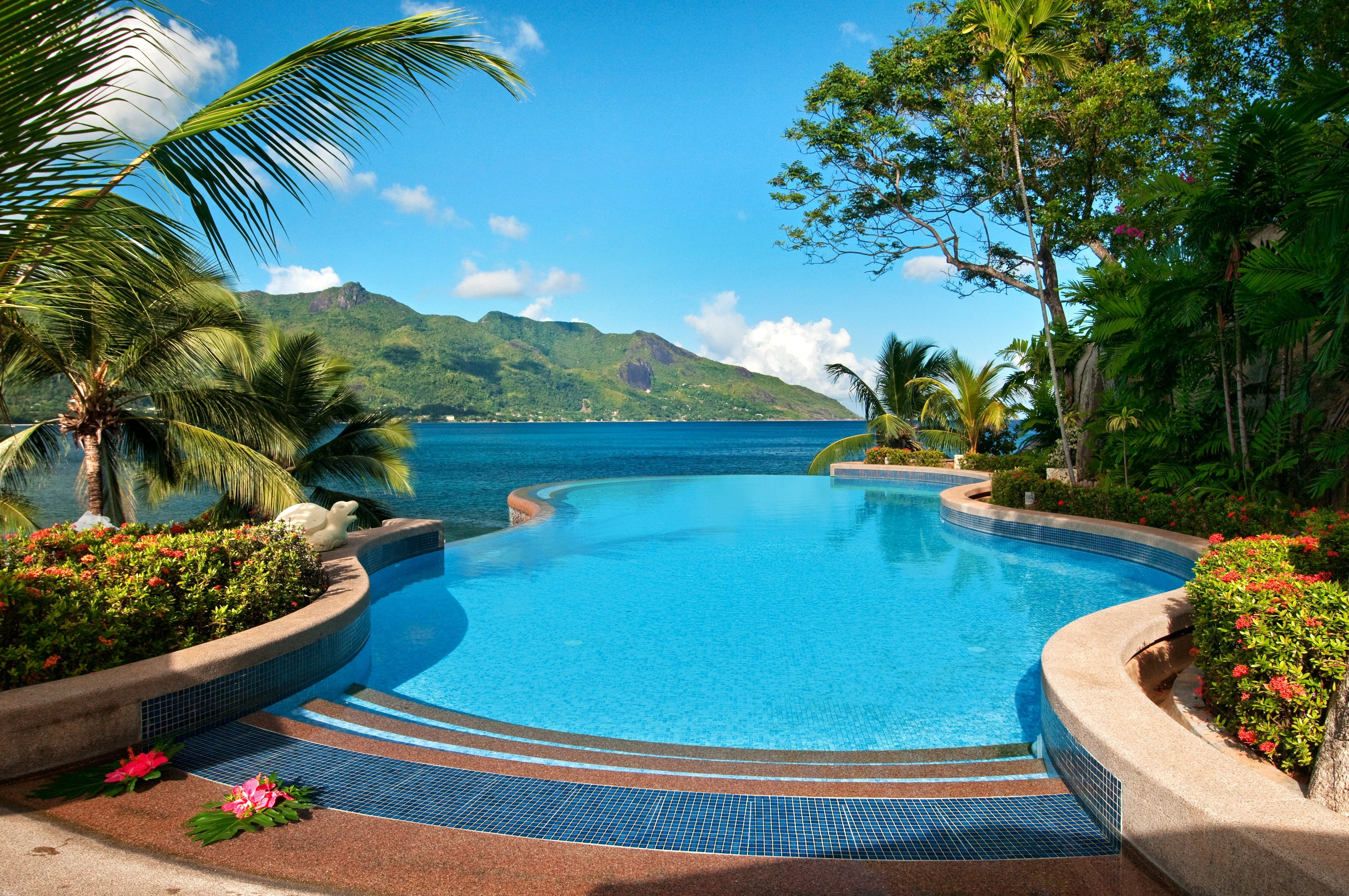 luxury, landscape, house, leisure Activity, palm Tree, tourist Resort, tropics, trees, beautiful, villa, plant, day, travel, hotel, sea, travel Destinations, HD Wallpaper