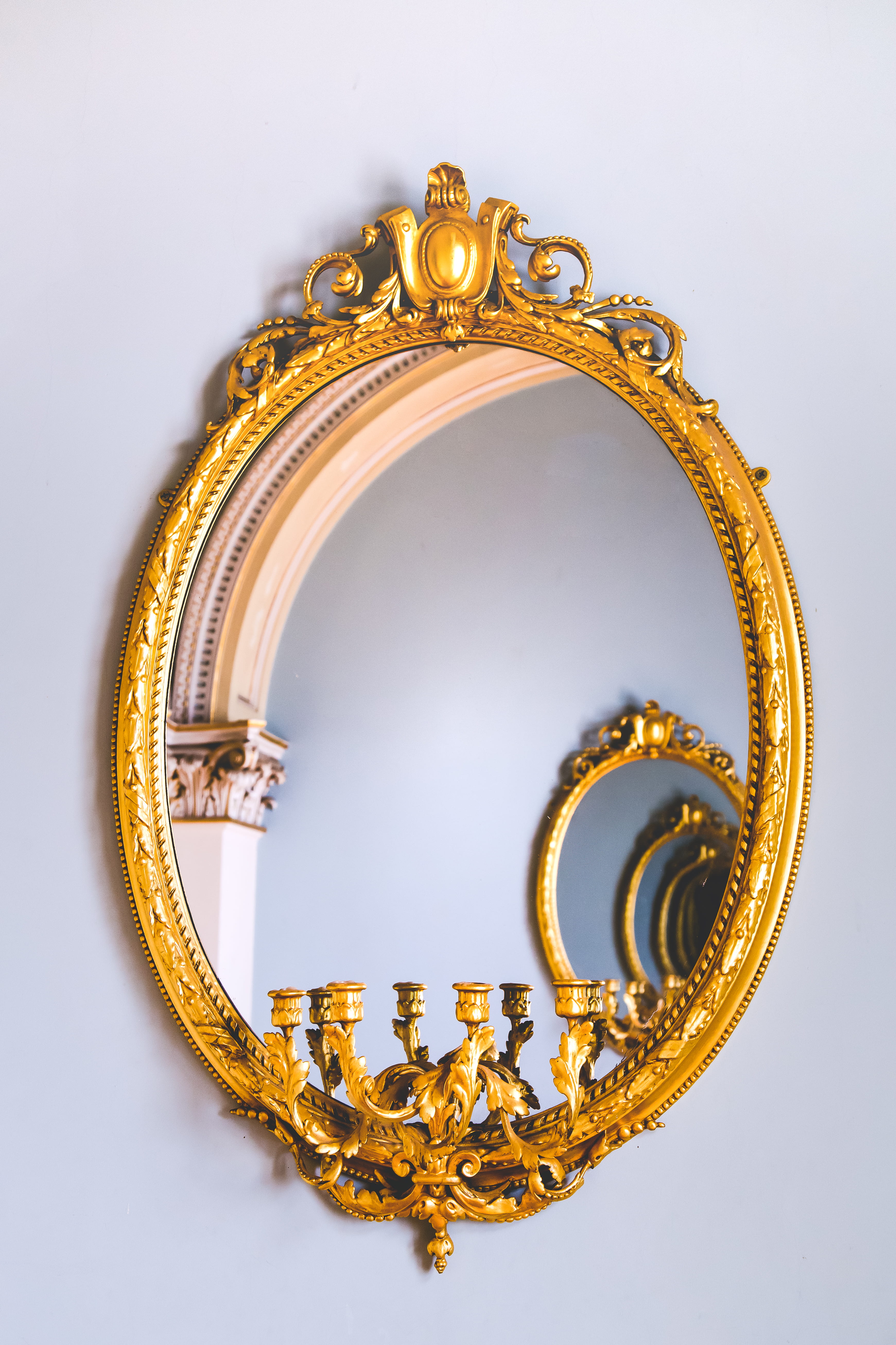 metal, circle, close-up, jewelry, geometric shape, still life, room, interior design, craft, no people, cut out, 5K, inside, found, single object, mirror mirror, Phone HD Wallpaper