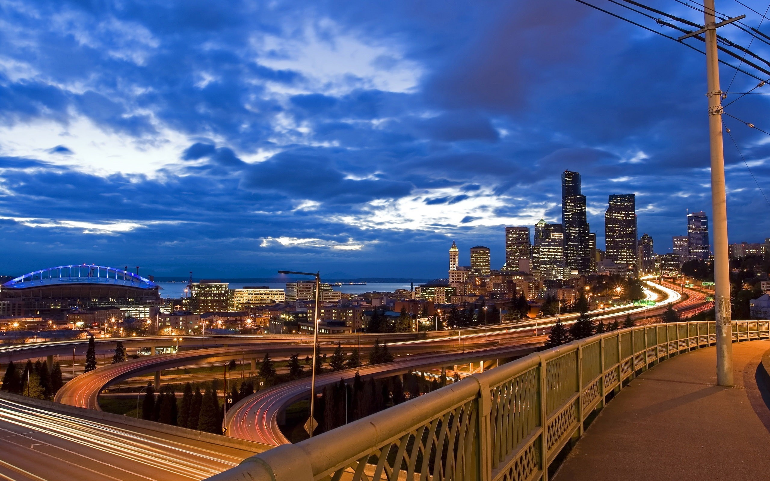 town, 2K, streets, night, lights, city, seen, buildings, great, HD Wallpaper