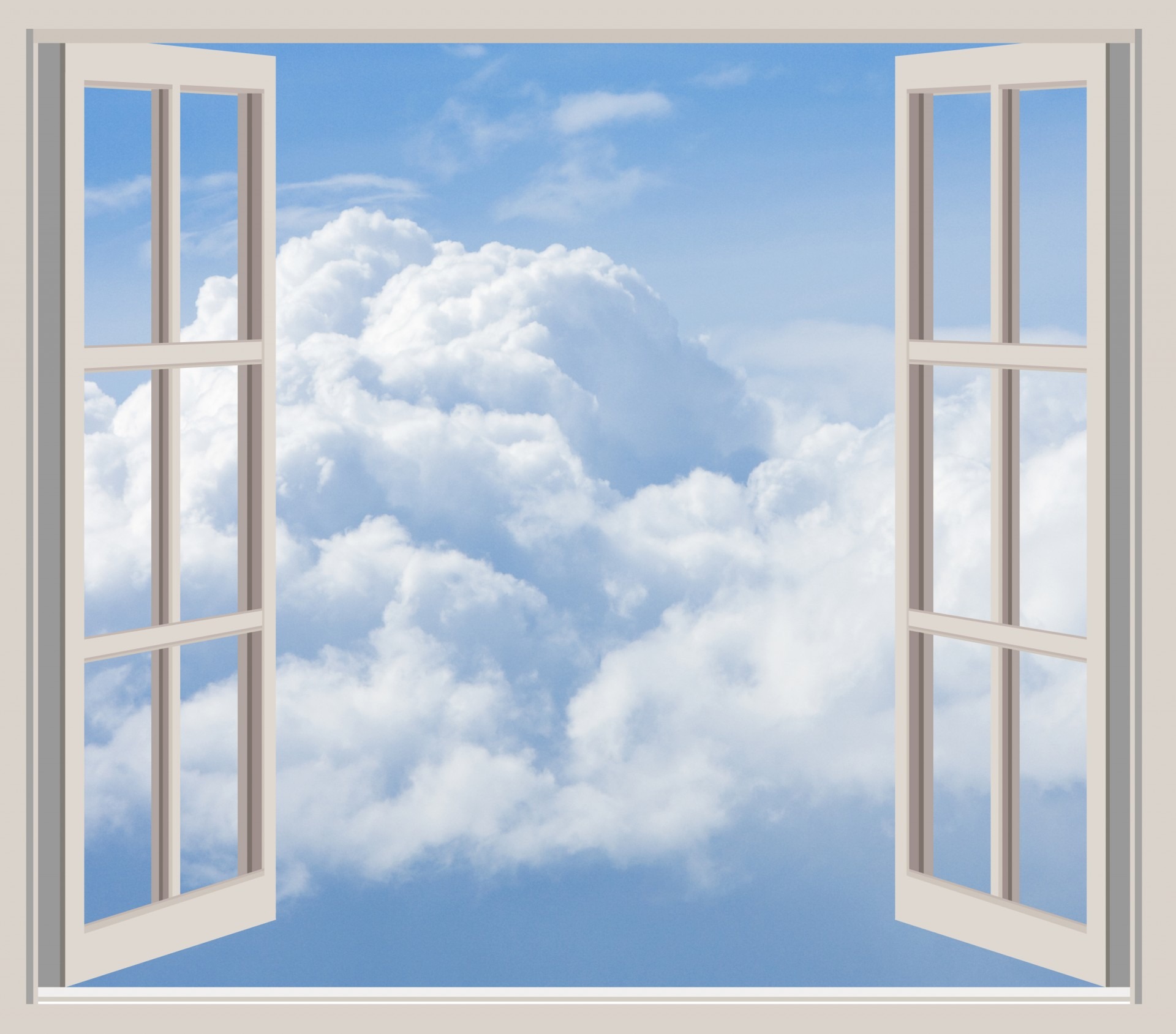 nature, tranquil scene, white color, scenics - nature, fluffy, outdoors, white, photo, sunlight, cloud - sky, day, seen through window, tranquility, shape, HD Wallpaper