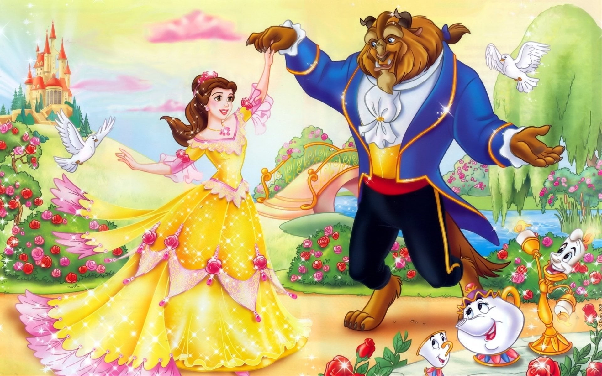 clothing, Beauty And The Beast, people, arts culture and entertainment, leisure activity, costume, standing, stage, traditional clothing, two people, real people, HD Wallpaper