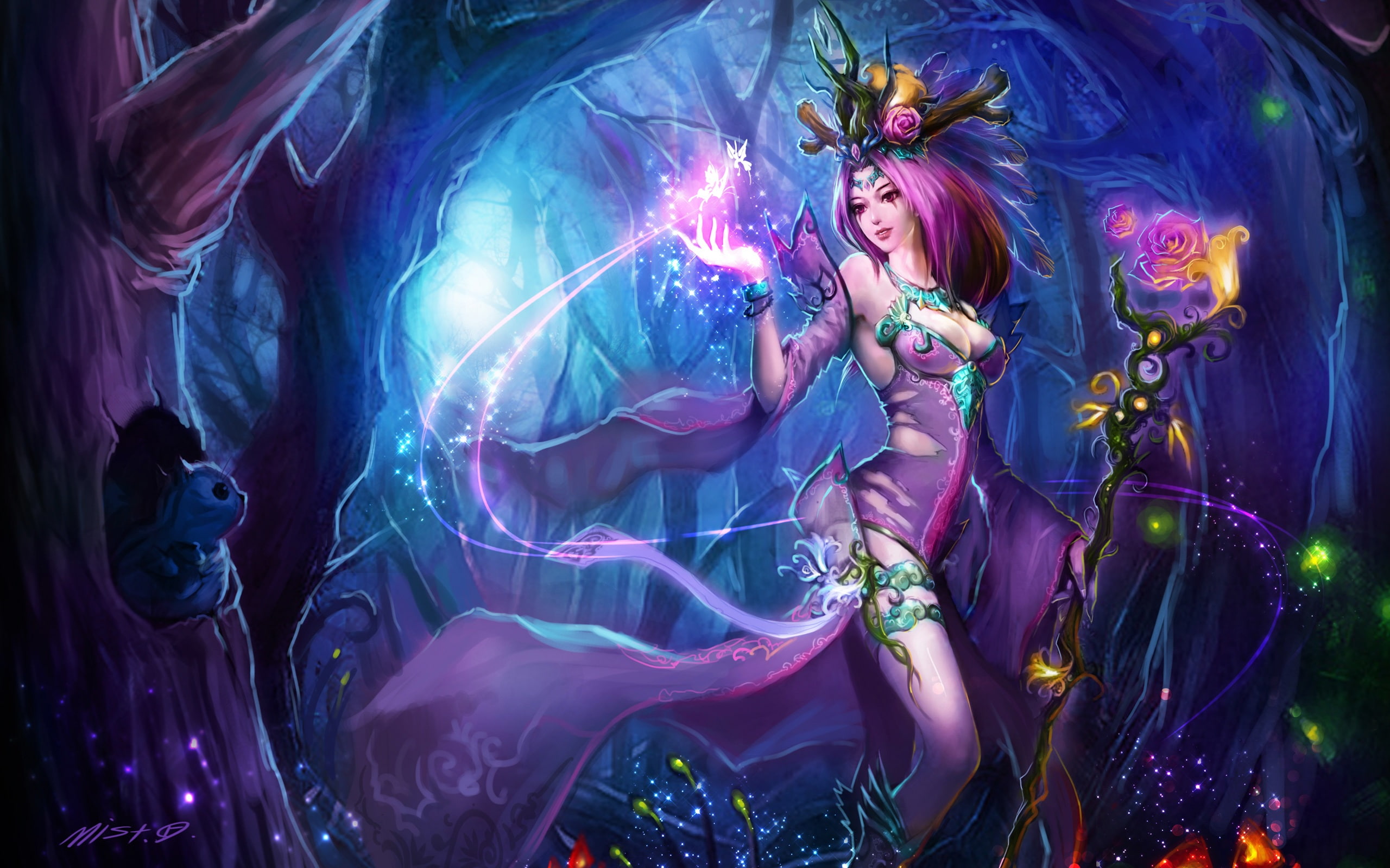 2K, Rose, Magic, Girl, Wizard, HD Wallpaper