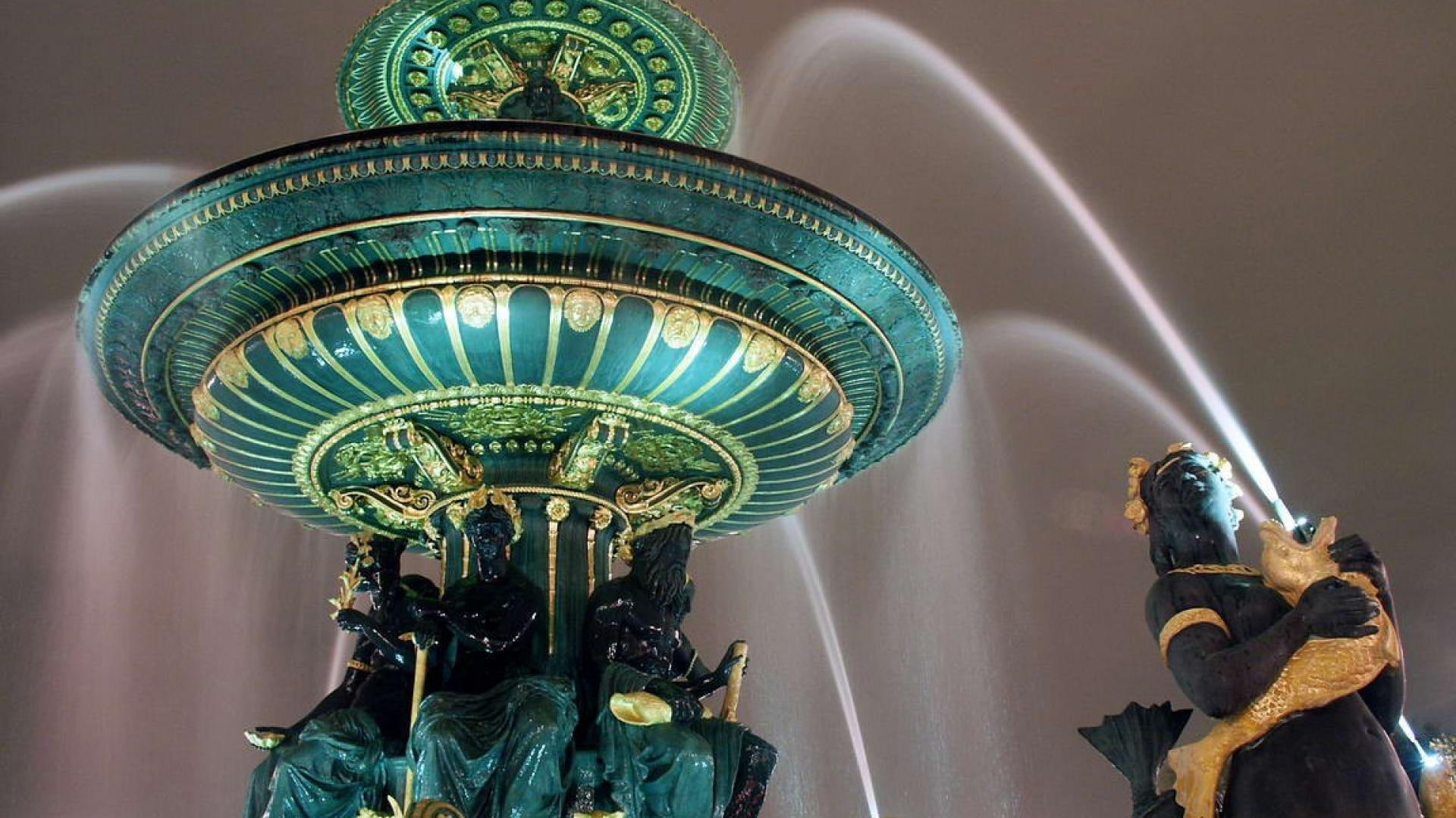 figures, fountain, concorde, place, 1080P, nature and landscapes, lights, de, stream, la, HD Wallpaper