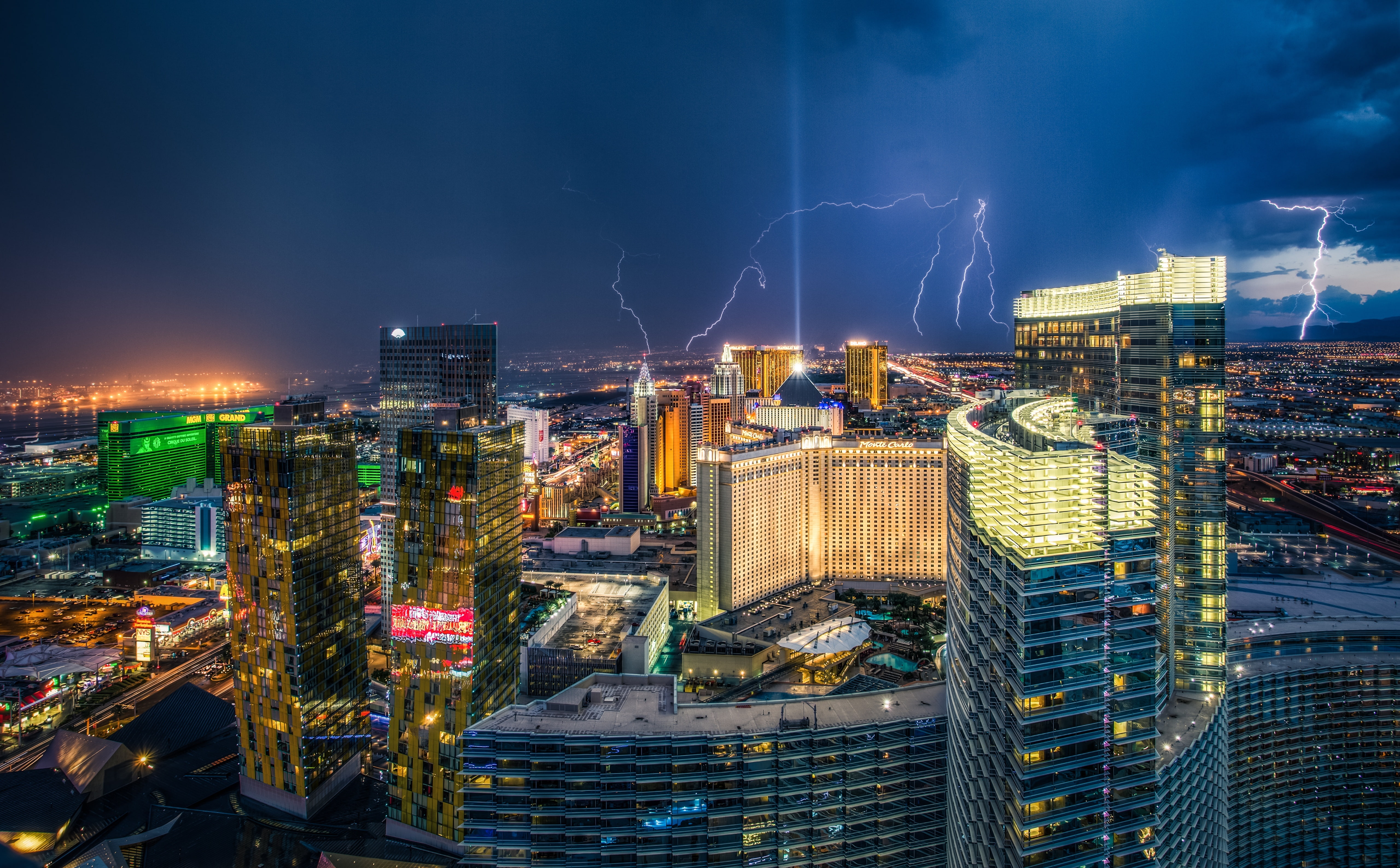 thunderstorm, residential district, newyorknewyork, hotelvegas, canon5dmarkiii, skyscraper, building exterior, Lightning, vegasstrip, city life, Vegas, HD Wallpaper