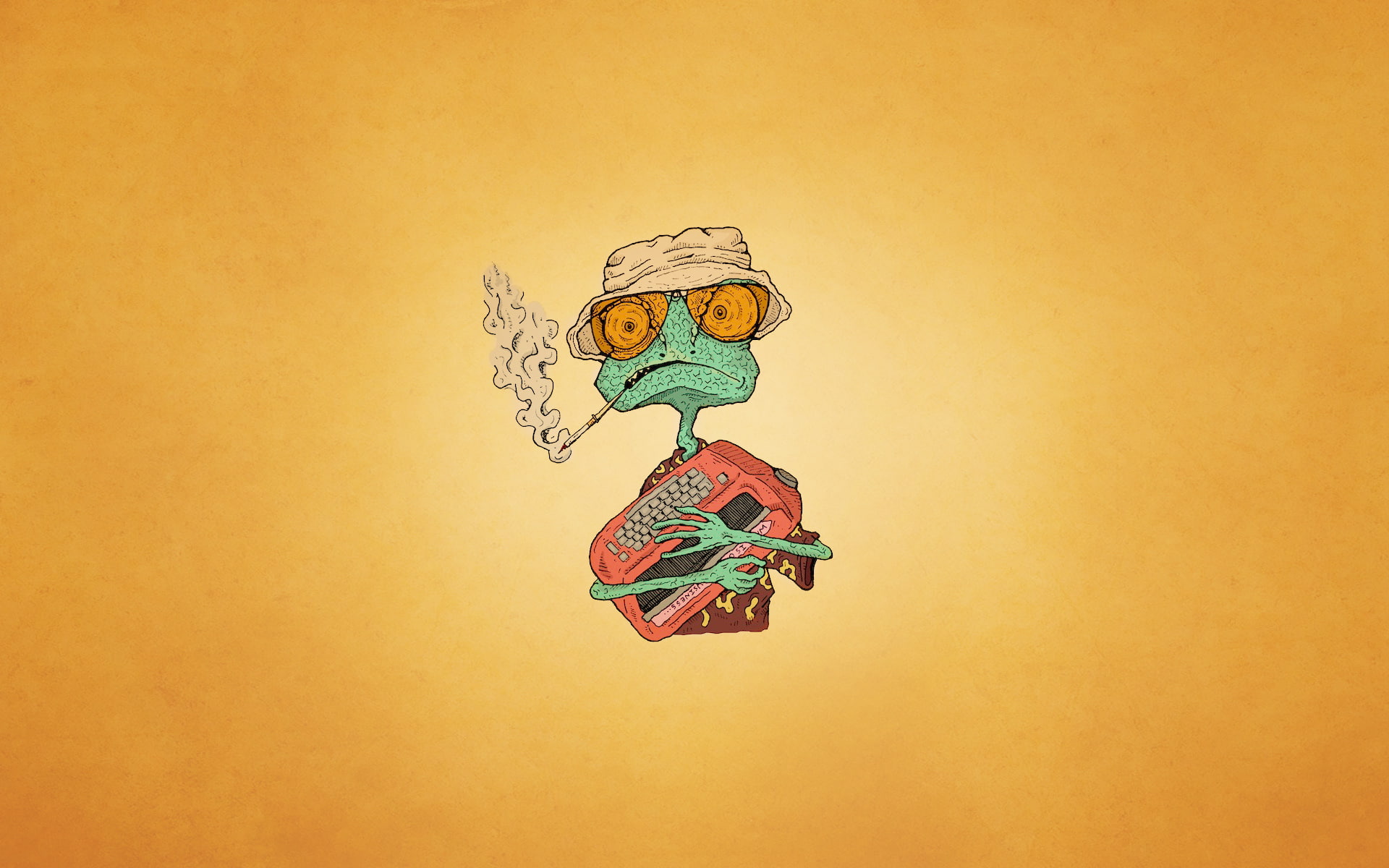 cigarette, indoors, yellow background, glasses, craft, studio shot, yellow, still life, hat, Fear and Loathing in Las Vegas, art and craft, human representation, HD Wallpaper