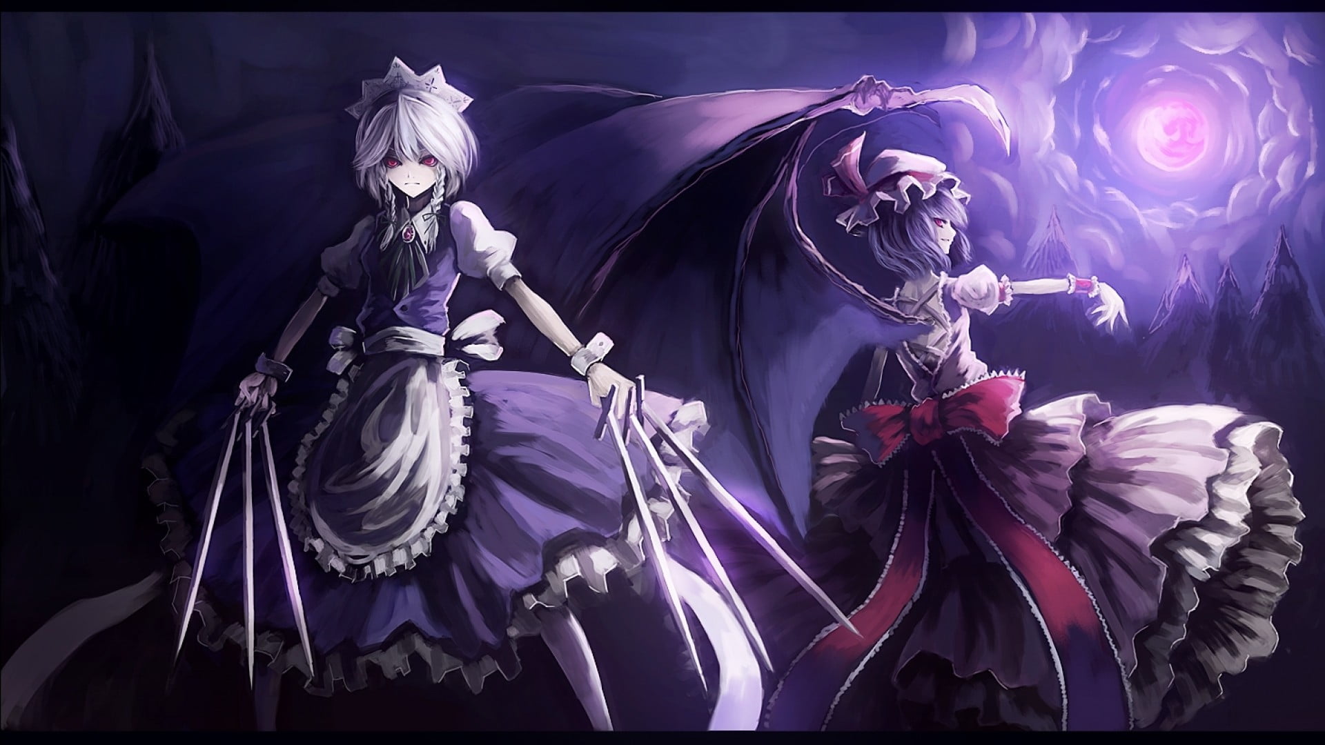 women, Touhou, costume, holding, Izayoi Sakuya, adult, real people, arts culture and entertainment, the past, females, transfer print, representation, clothing, HD Wallpaper