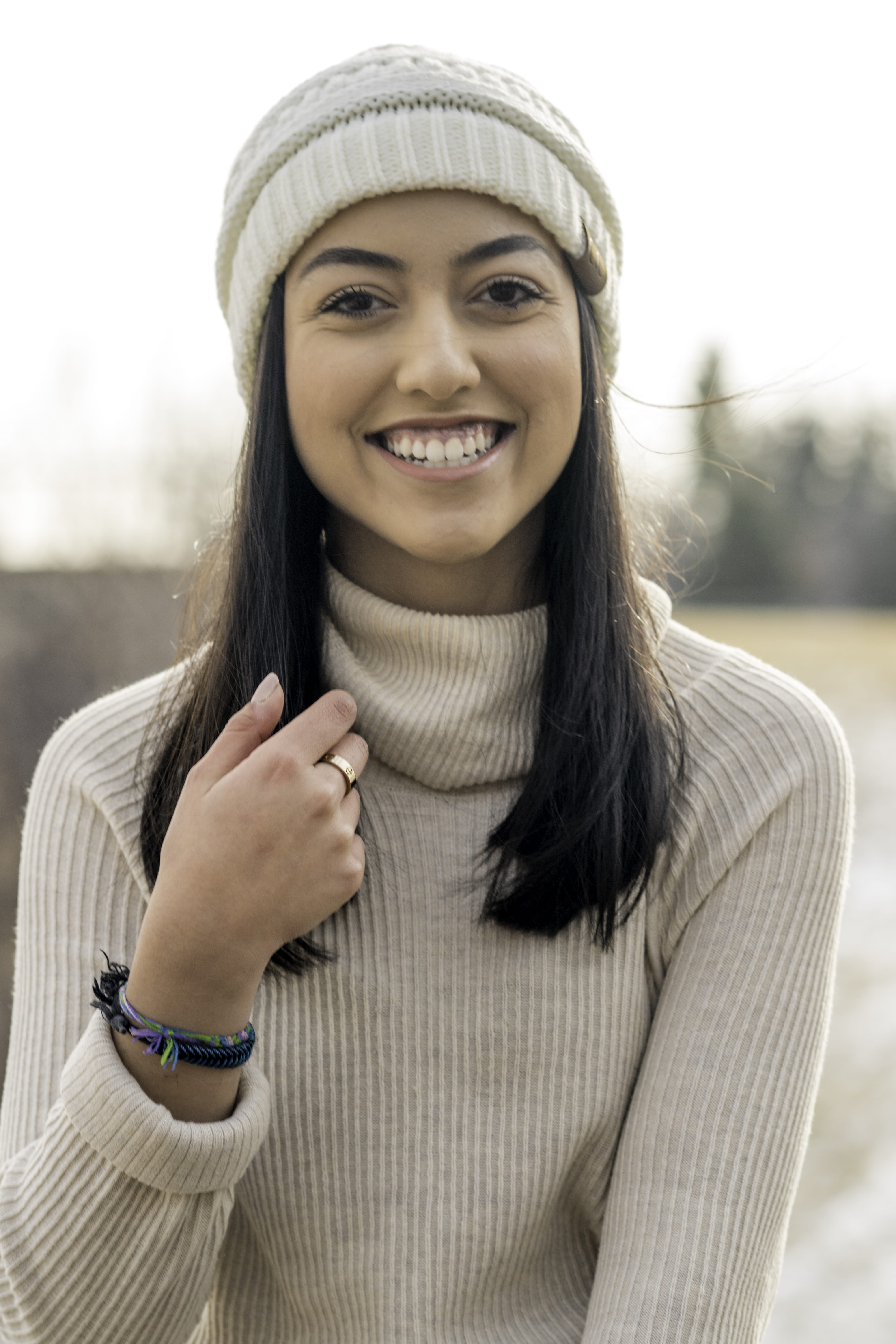 hat, finger, wool, neck, front view, female, leisure activity, skin, smiling, face, human, happiness, 5K, real people, scarf, sweater, one person, winter, Phone HD Wallpaper