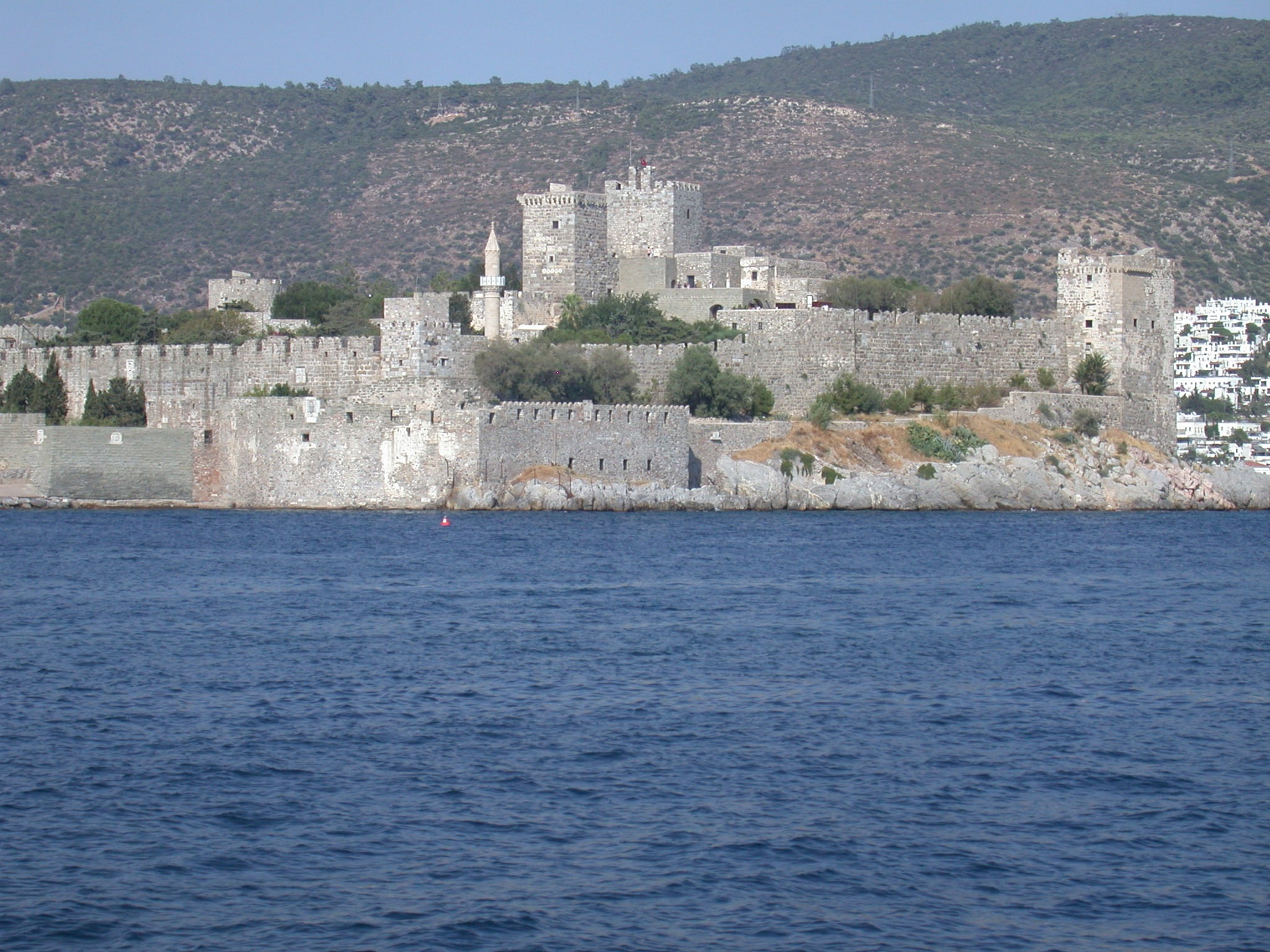 waterfront, bodrum, costa, the past, mountain, no people, castle, turkey, outdoors, land, fortress, water, nature, tree, city, sea, fort, day, building, HD Wallpaper