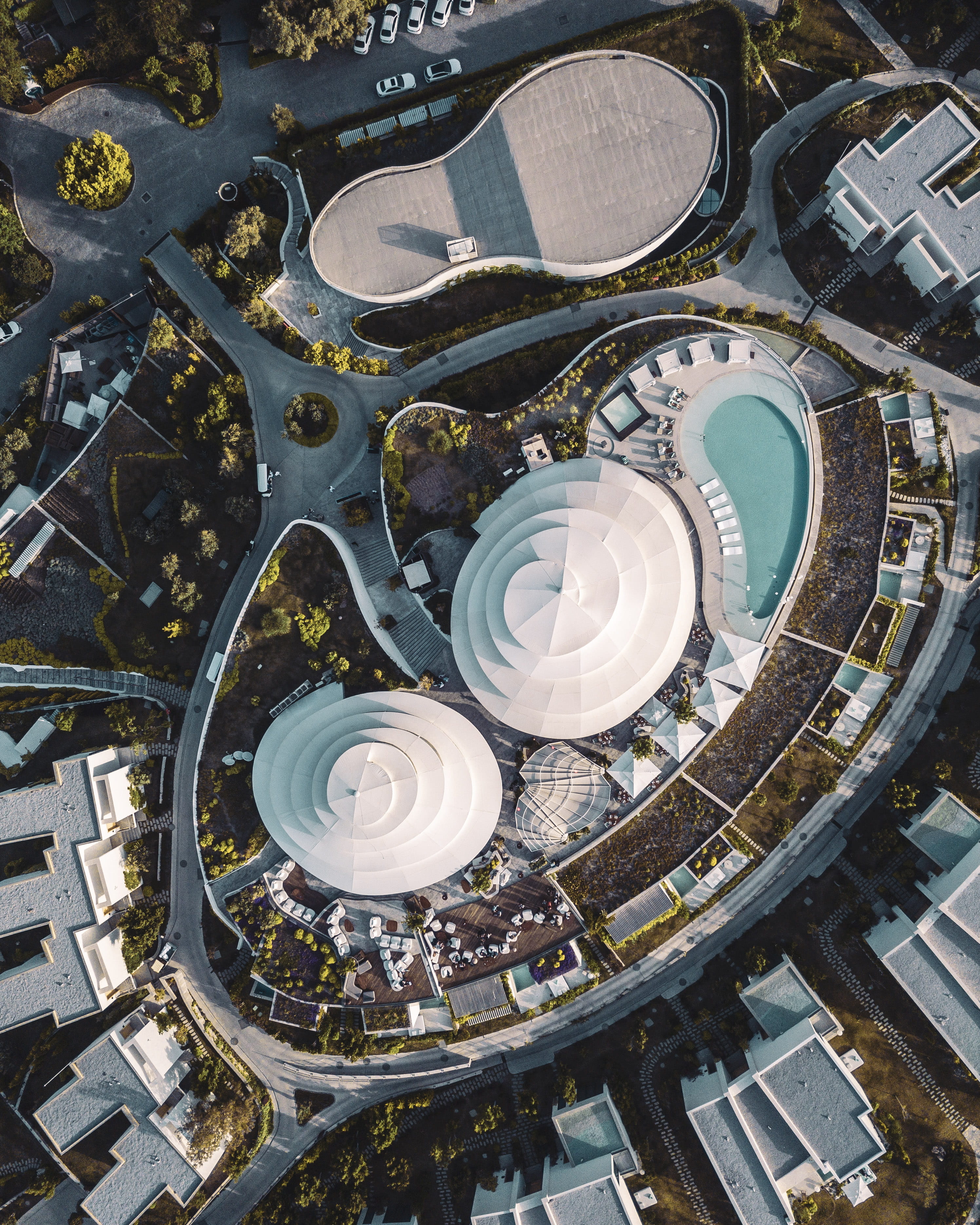 travel, built structure, landscape, djimavicpro, no people, mugla, sunlight, travel destinations, roof, nikkibeach, shape, bodrum, circle, scenery, building exterior, Phone HD Wallpaper