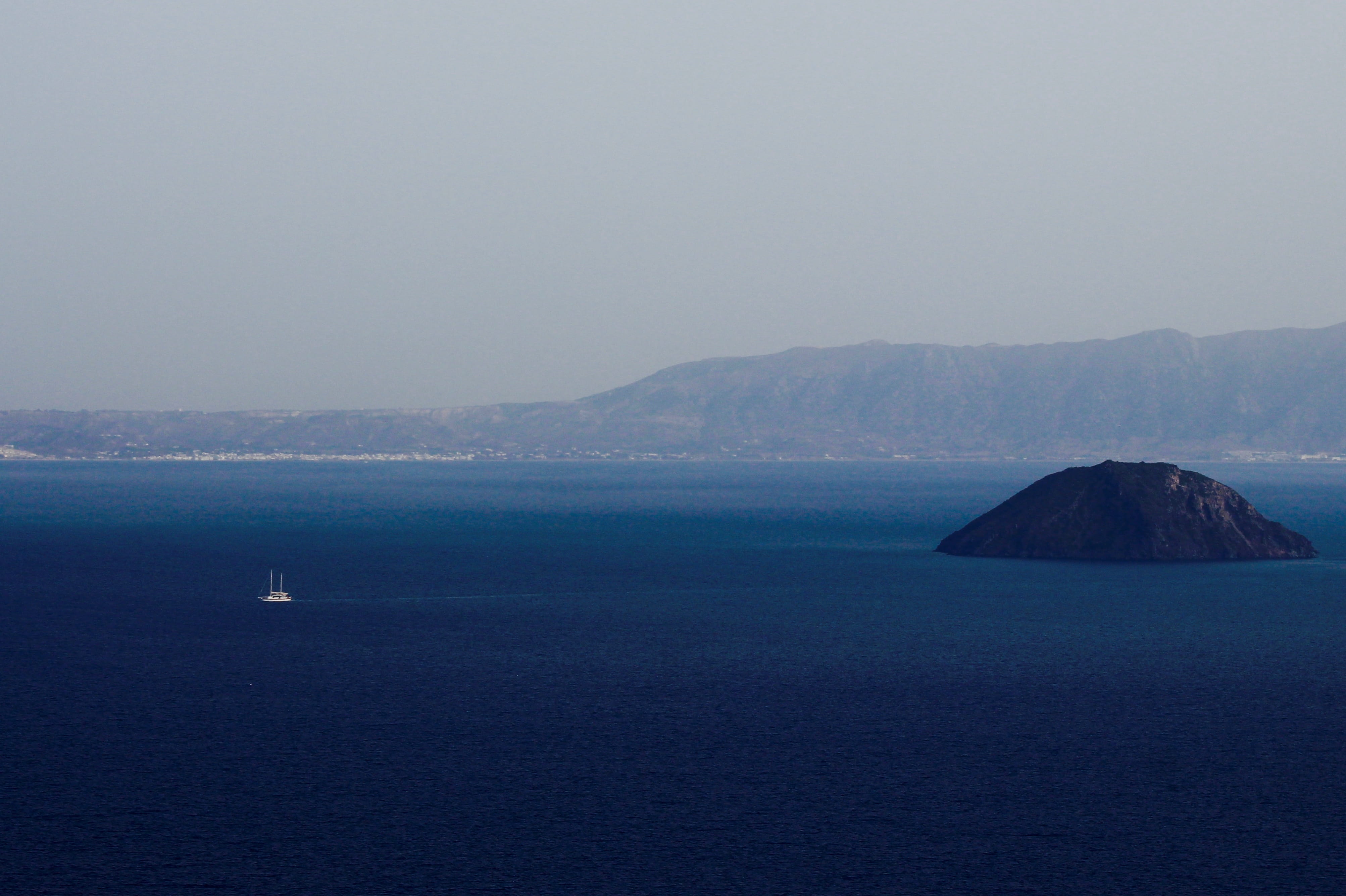 4K, sea, landscape, trees, non-urban scene, bay, day, idyllic, greece, travel, clear sky, beauty in nature, boat, beach, kos, scenics - nature, land, coast, HD Wallpaper